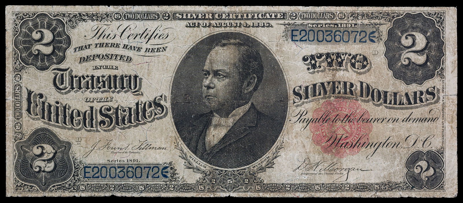VF Details 1891 Two Silver Dollars Note (1 of 2)