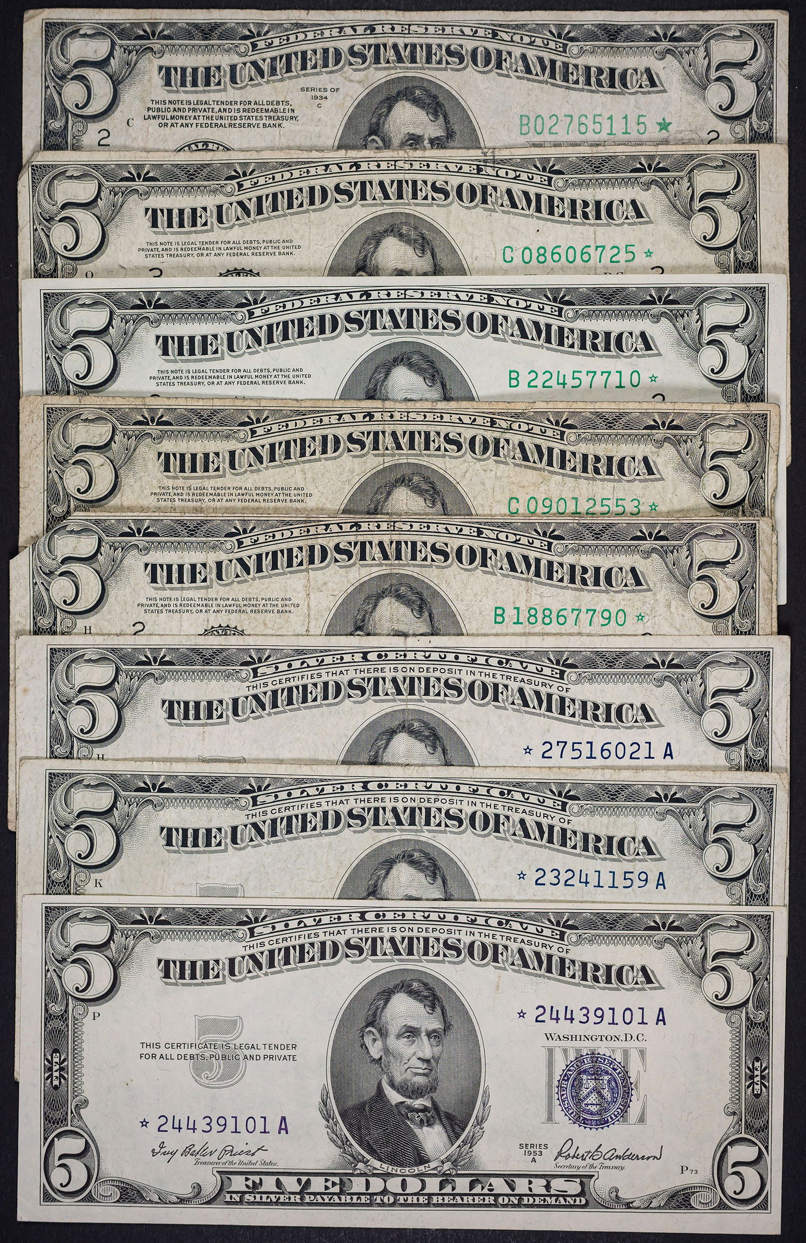 8 Pcs $5 Star Notes (1 of 1)