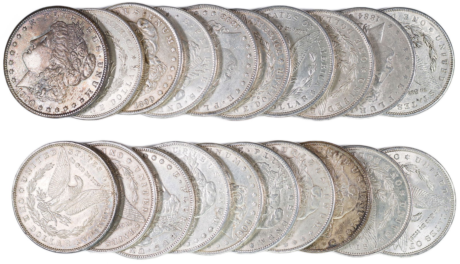 Mixed EF/AU Roll Of Pre-21 Morgan Dollars (1 of 1)