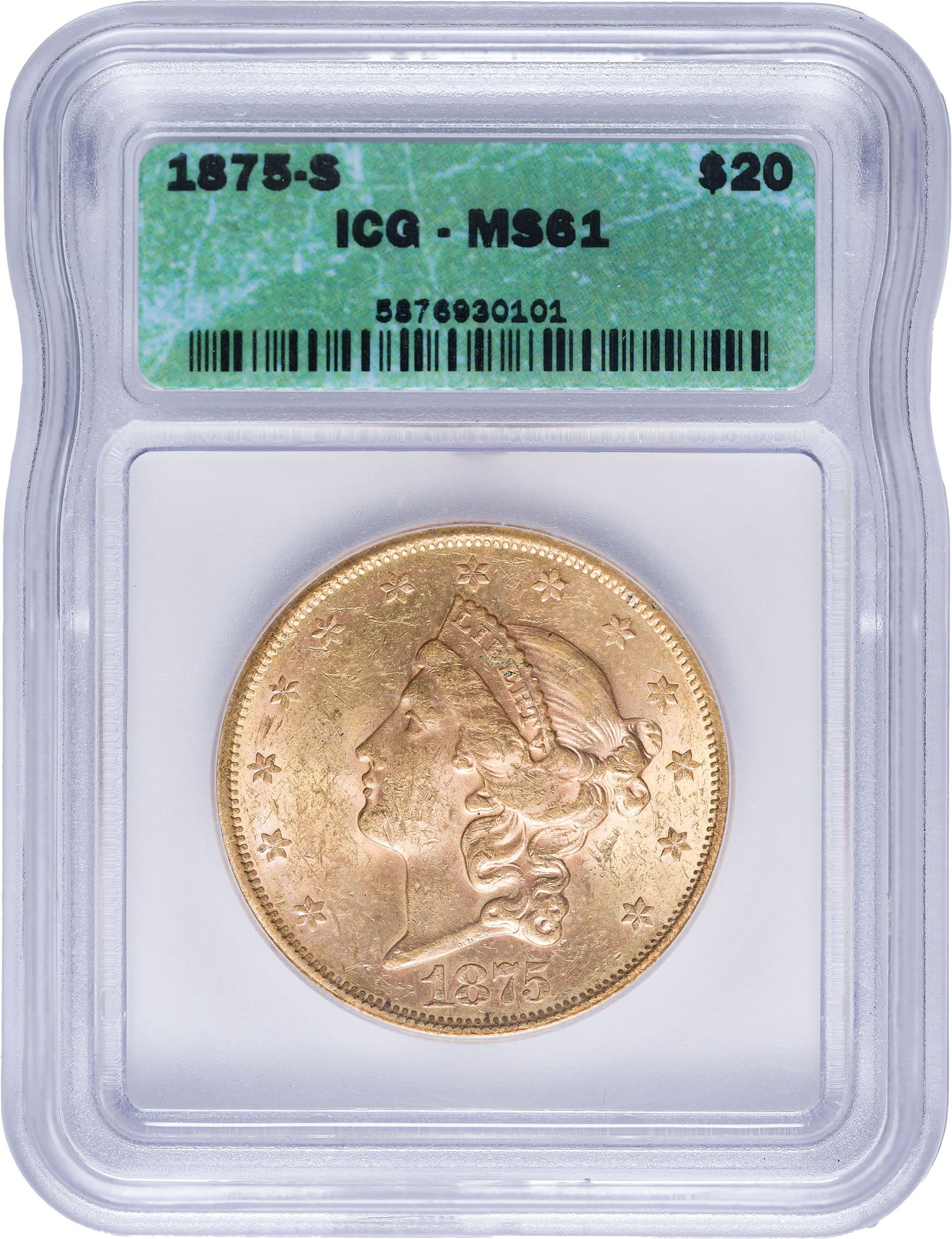 ICG MS-61 1875-S Gold $20 Liberty (1 of 2)