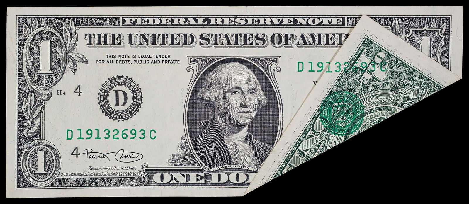 EF to AU 2003 Fold-Over Error $1 Note (1 of 2)