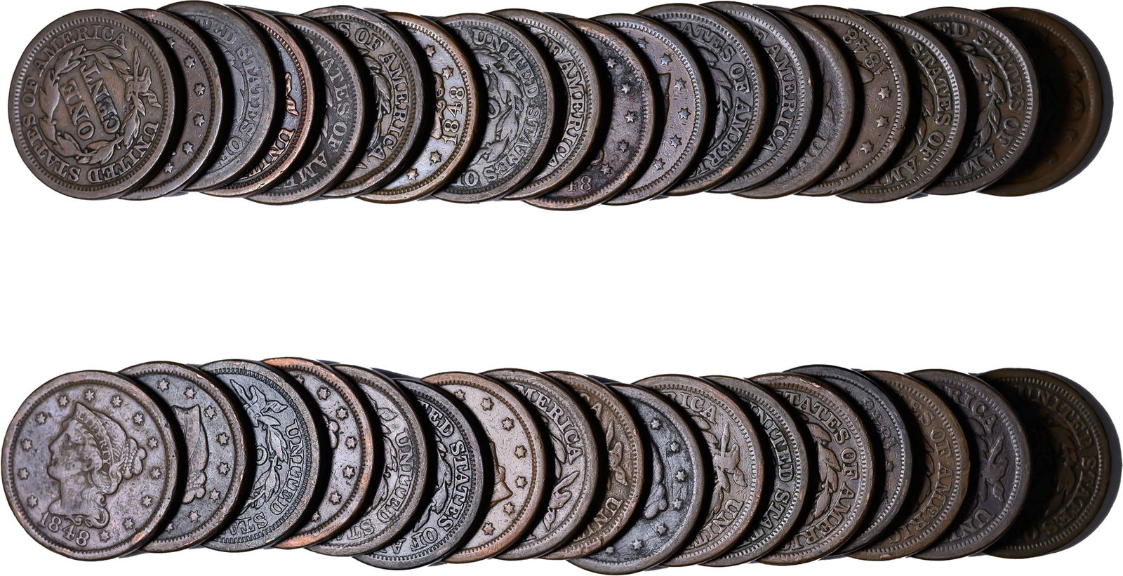 35 Piece Lot Of 1848 Large Cents (1 of 1)