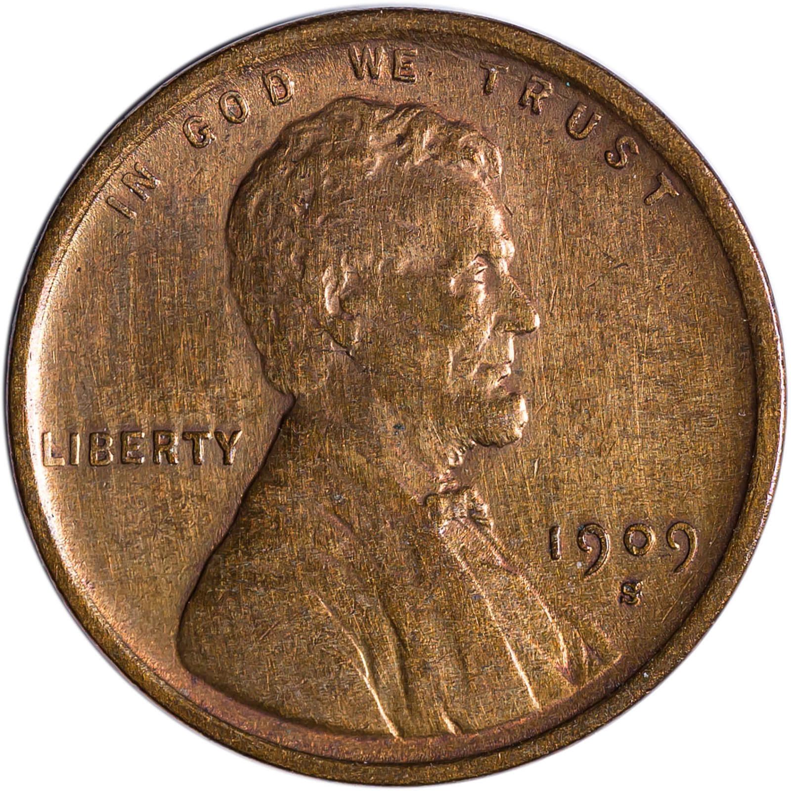 EF Details 1909-S/S Lincoln Cent: Cleaned long ago and now slowly and methodically retoning naturally. Mark-free but for some old hairlines.