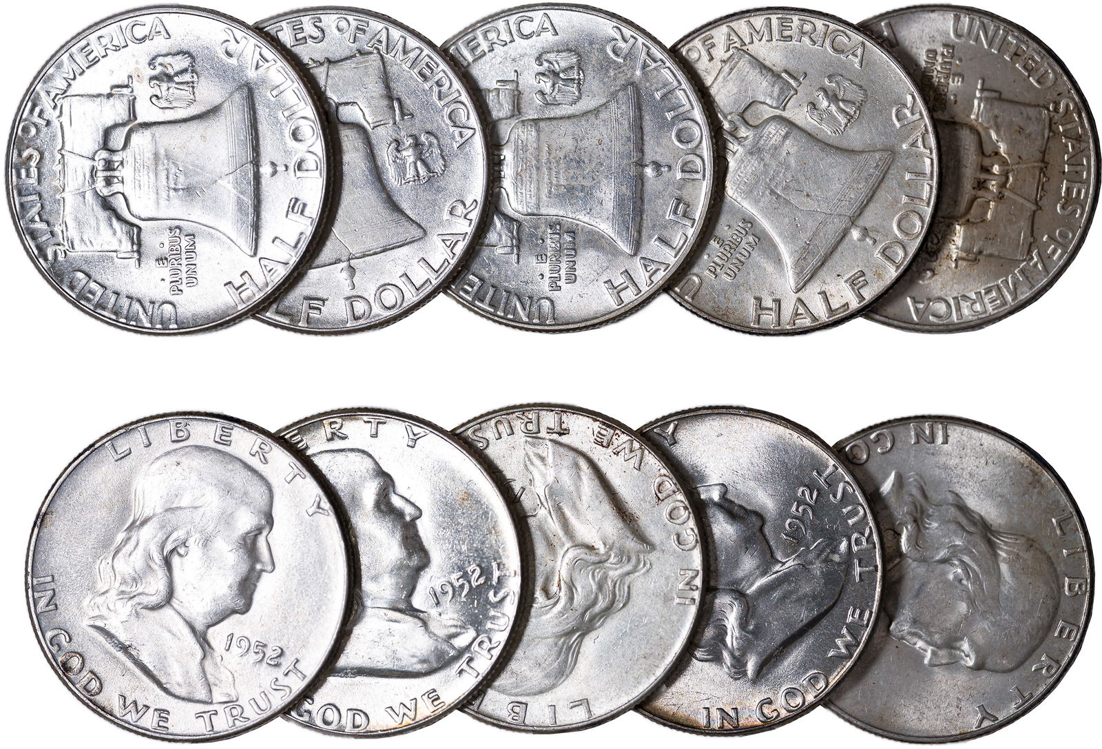 AU-BU Mixed Date Franklin Half Dollars (1 of 1)