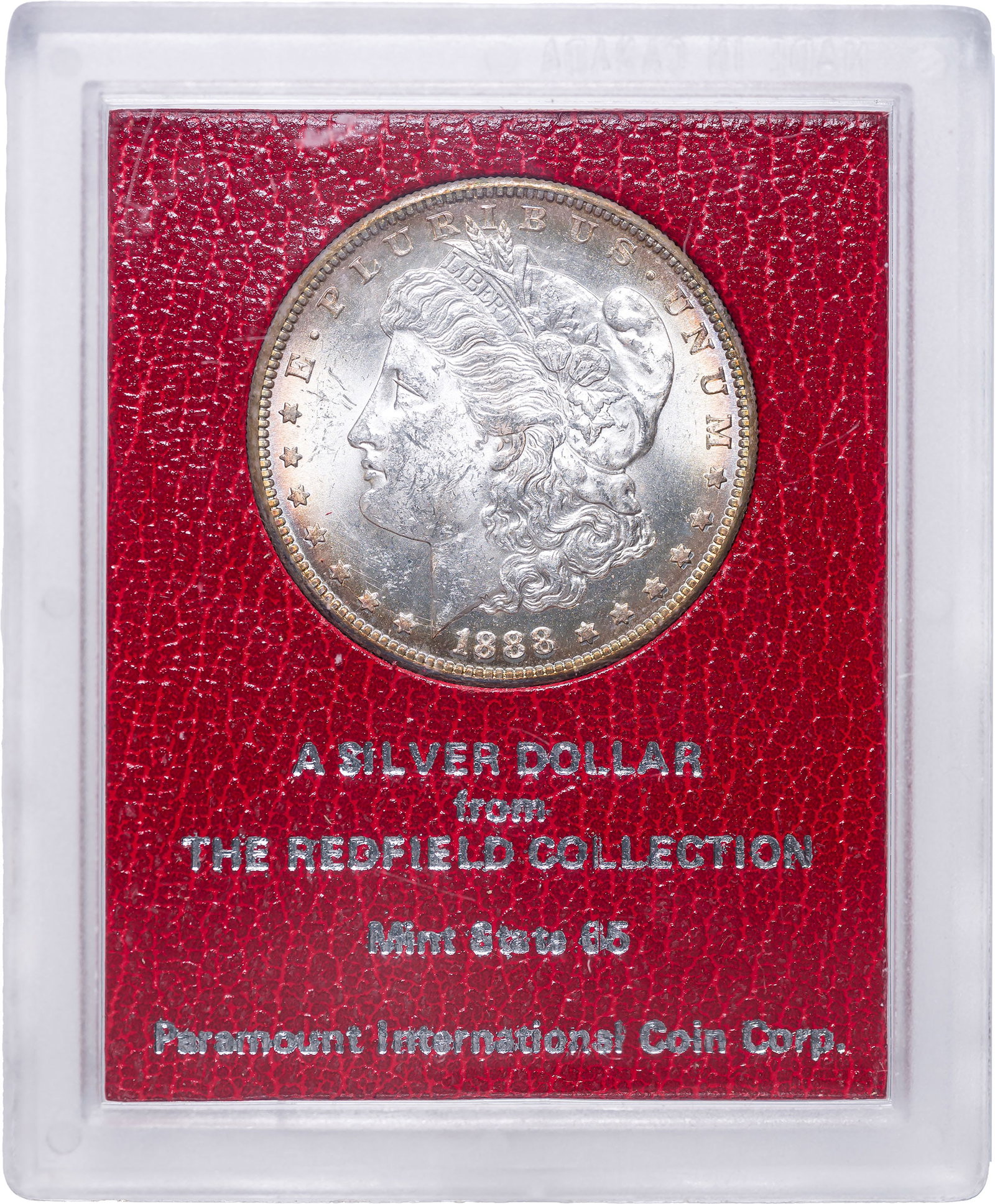 Redfield Hoard 1888-S Morgan Dollar: In a Redfield Hoard red holder called MS-65, but wasn't every coin called that back in the day? We suggest MS-62 is more in line with today's standards. Bright centers yield to rich golden toning at t