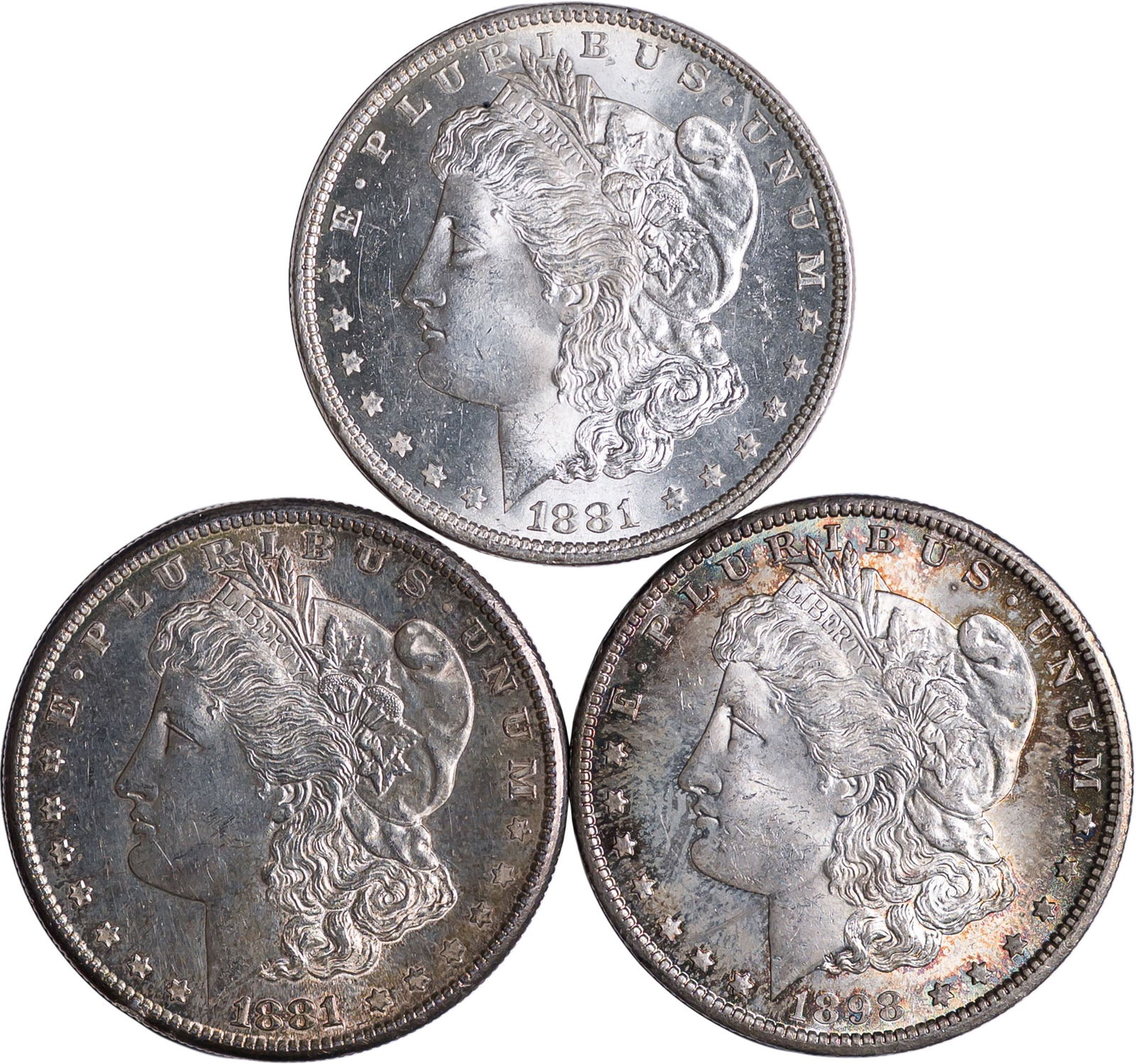 Satiny Unc Morgan Dollar Threesome (1 of 2)