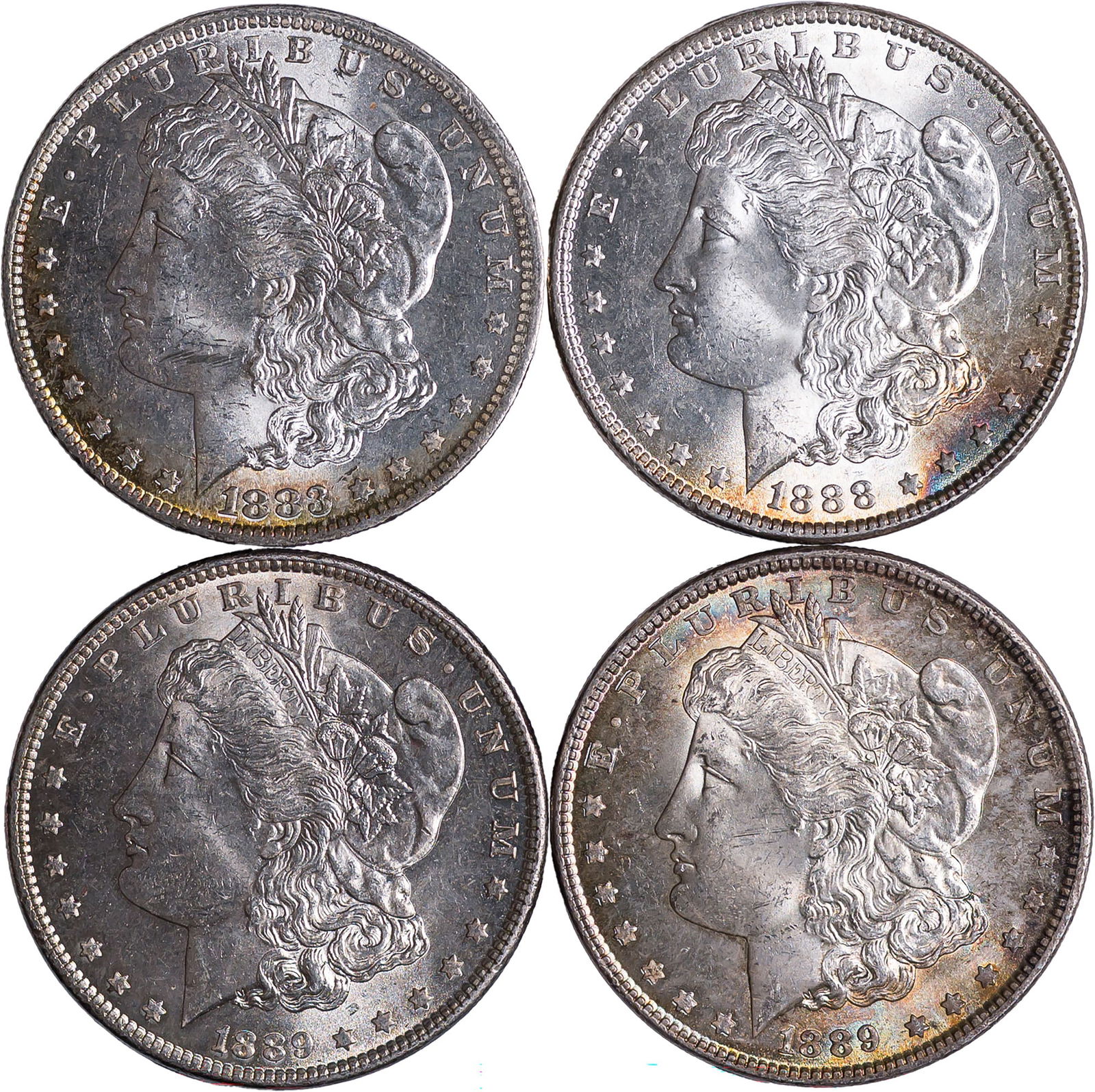 Toned Mint State Morgan Dollar Quartet (1 of 2)