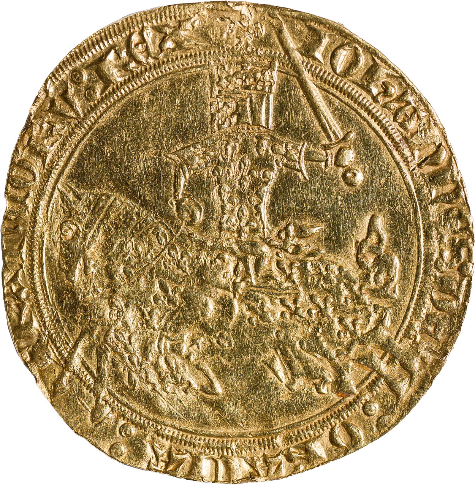 Belgium. Brabant. 1300's AU Franc a Cheval Gold.: Joanna Louten (Louvain) 1361-1383. Bright and lustrous yellow-gold surfaces. Struck on a slightly irregular flan. Perhaps lightly cleaned at some point, but its visual and physical quality far outweig