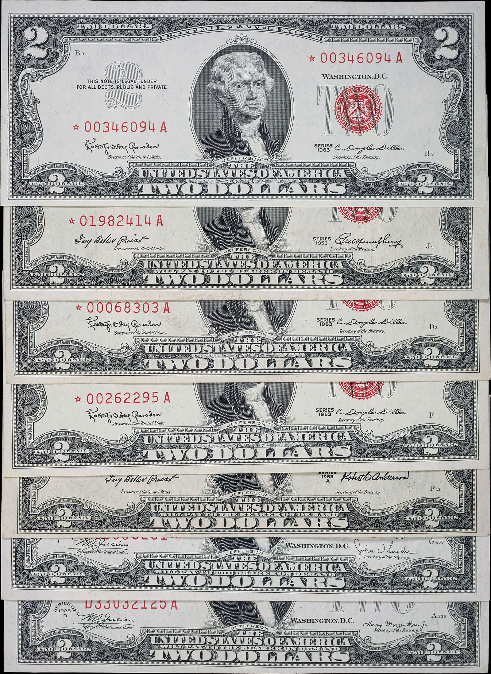 1/2 Dozen Red Seal $2 Mostly Star Notes (1 of 2)