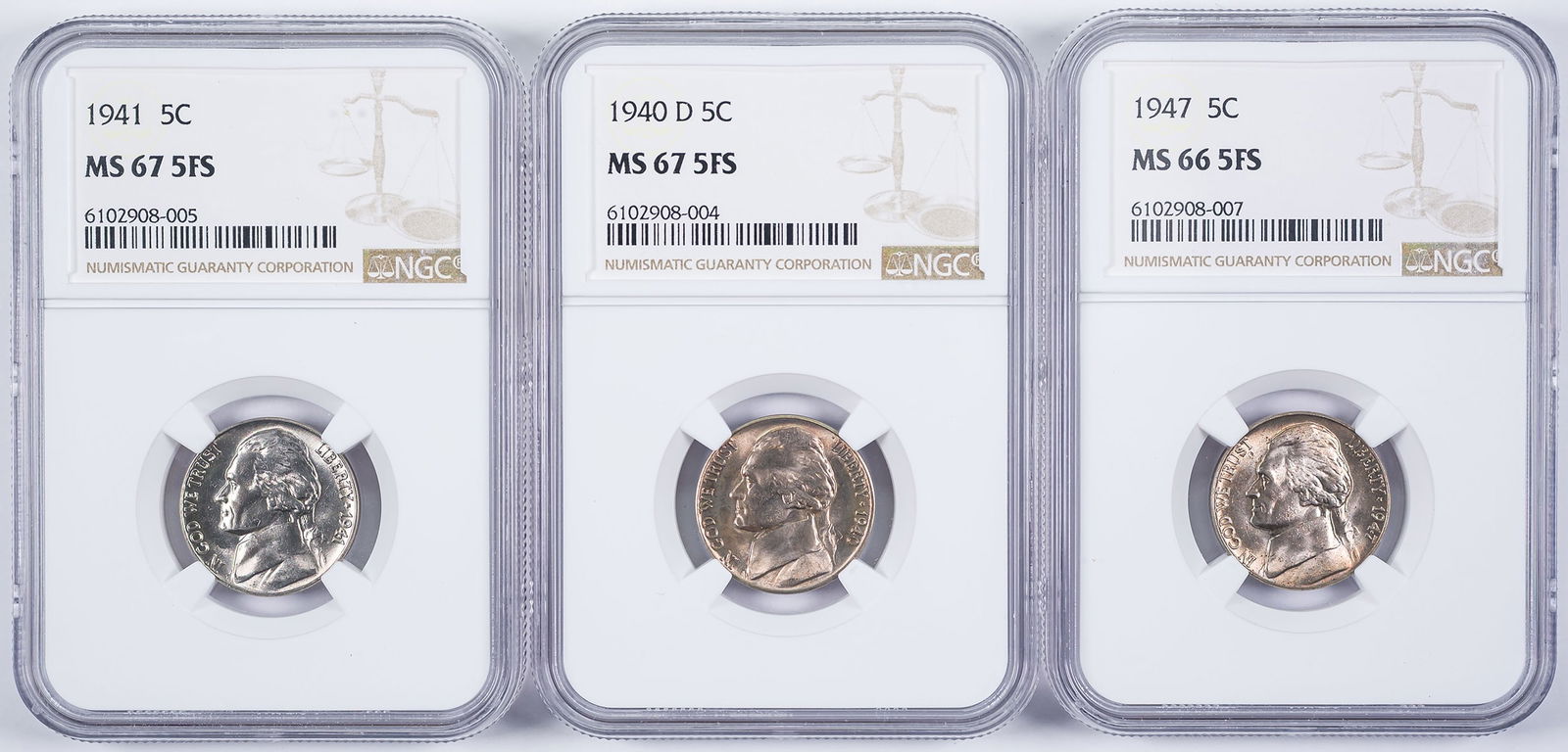 NGC 5 Full Steps Jefferson Nickel Trio (1 of 2)