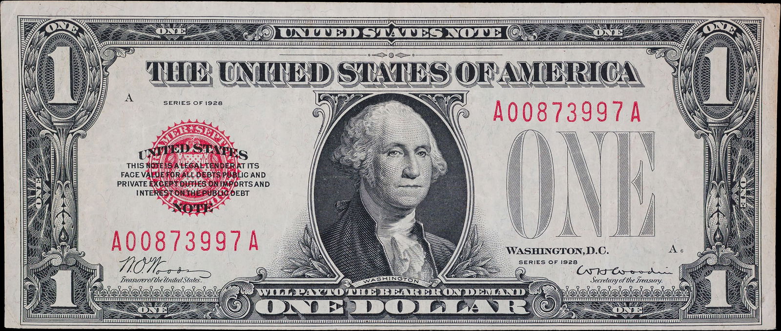 VF+ 1928 $1 U.S. Note (1 of 2)