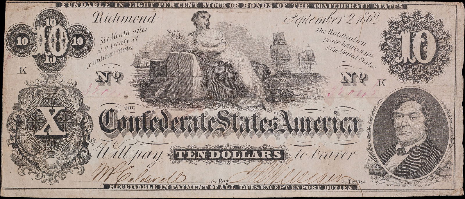 VF 1862 Confederate $10 (1 of 2)