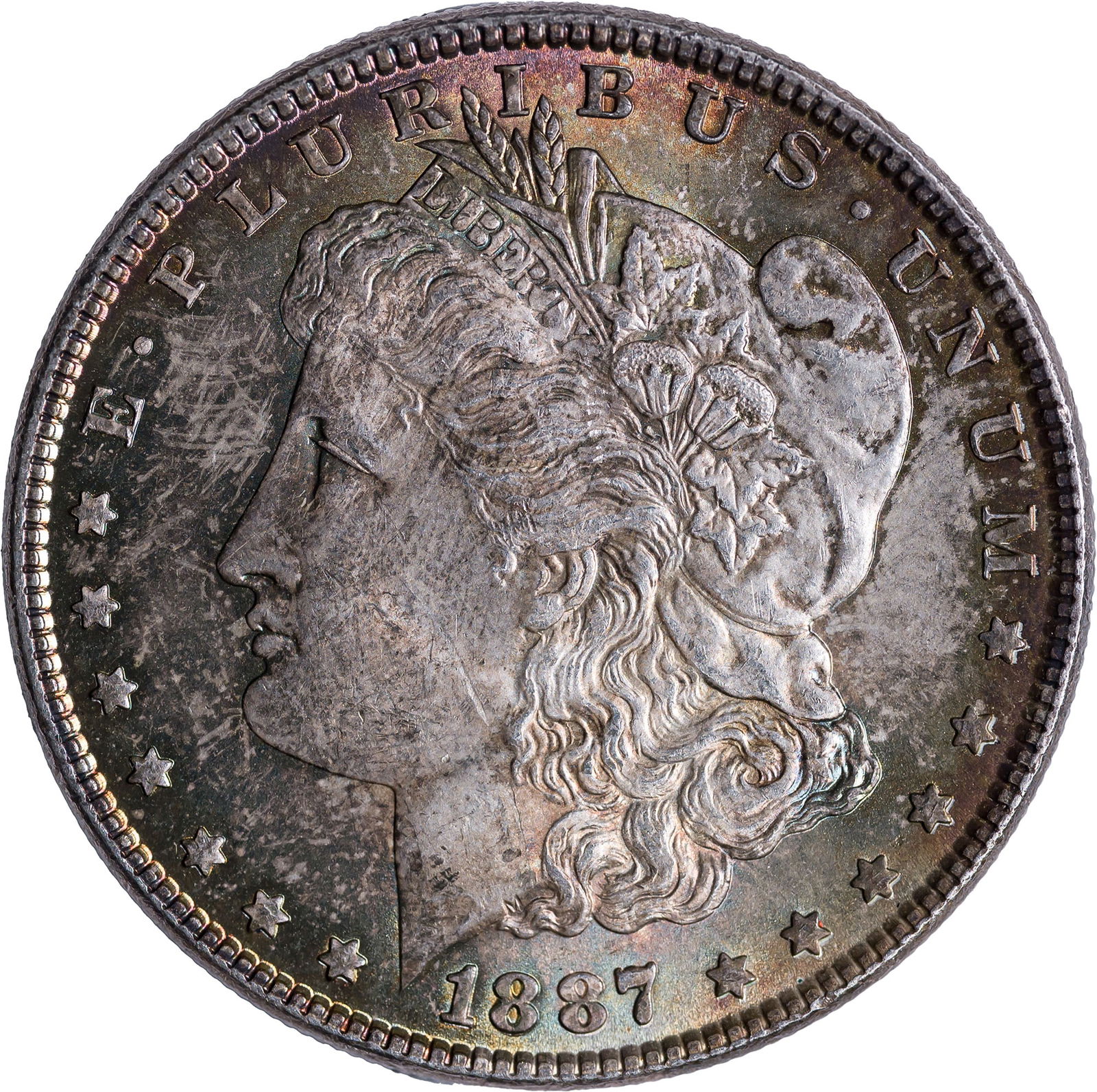 Choice BU-64 Nicely Toned 1887 Morgan Dollar (1 of 2)