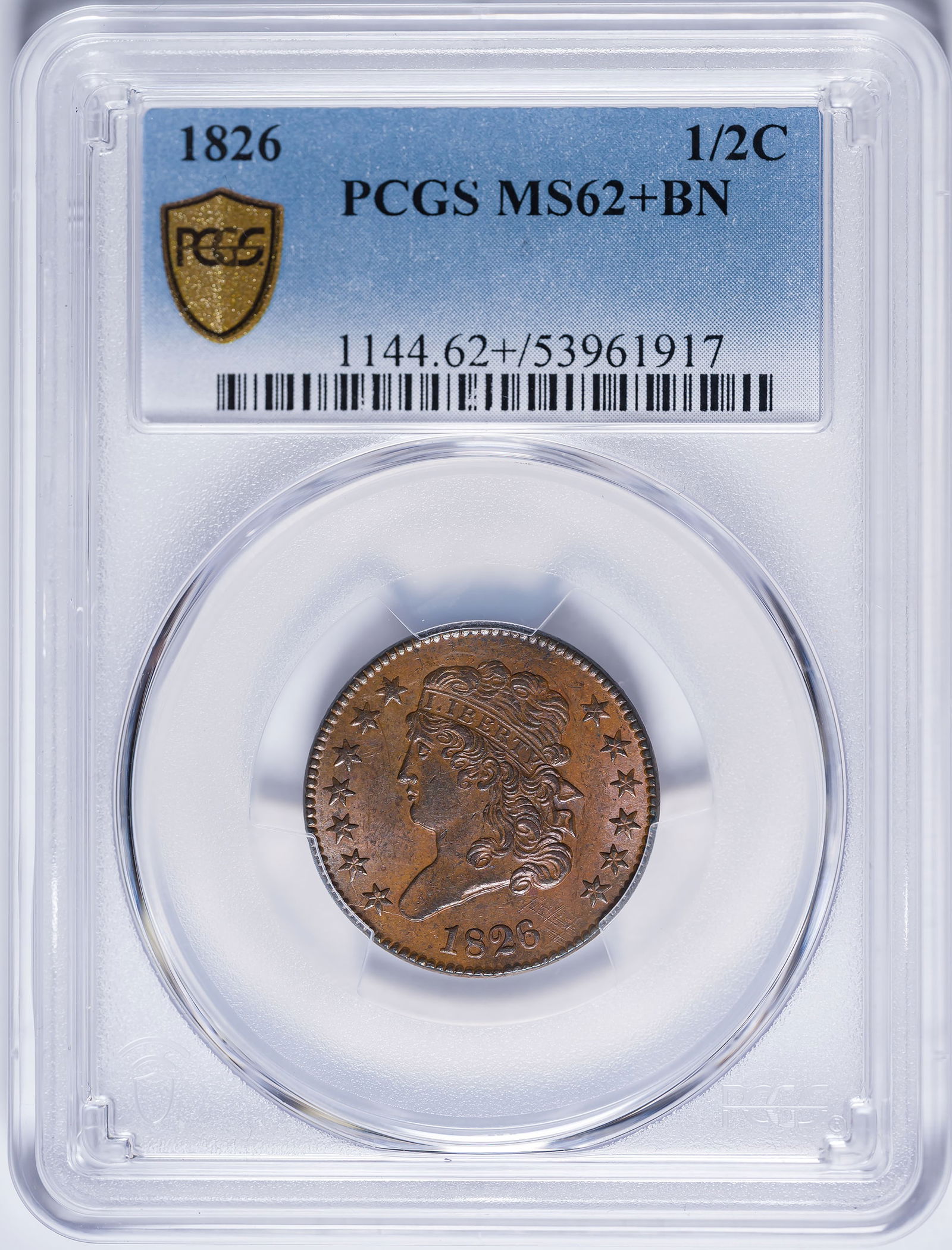 PCGS MS-62+ 1826 Half Cent (1 of 2)