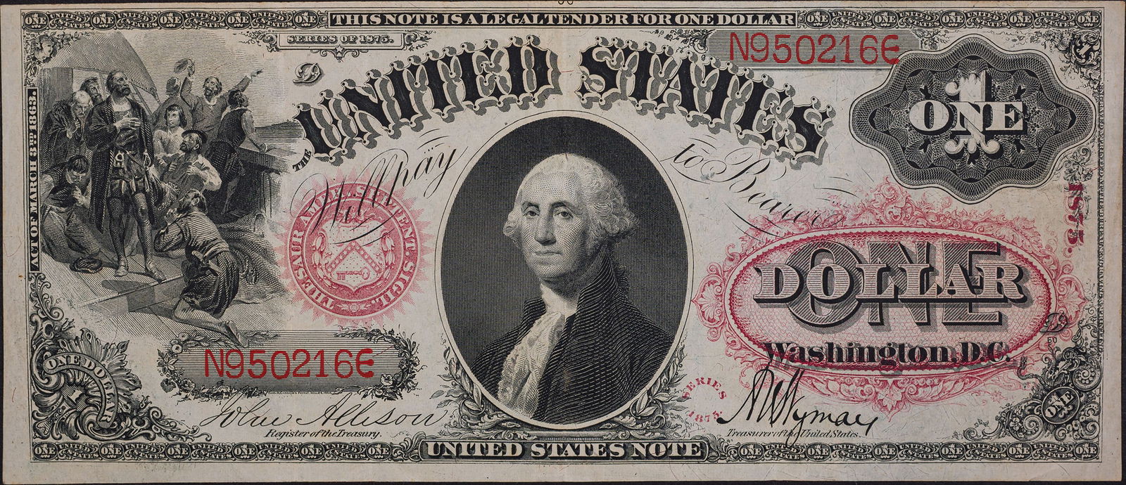 VF 1875 $1 Legal Tender: Fr.26. A crisp example that's quite nice for the assigned grade.