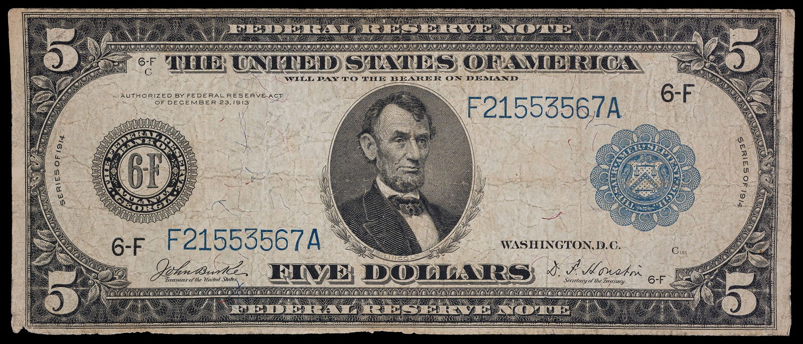 VF 1914 $5 Federal Reserve Note (1 of 2)