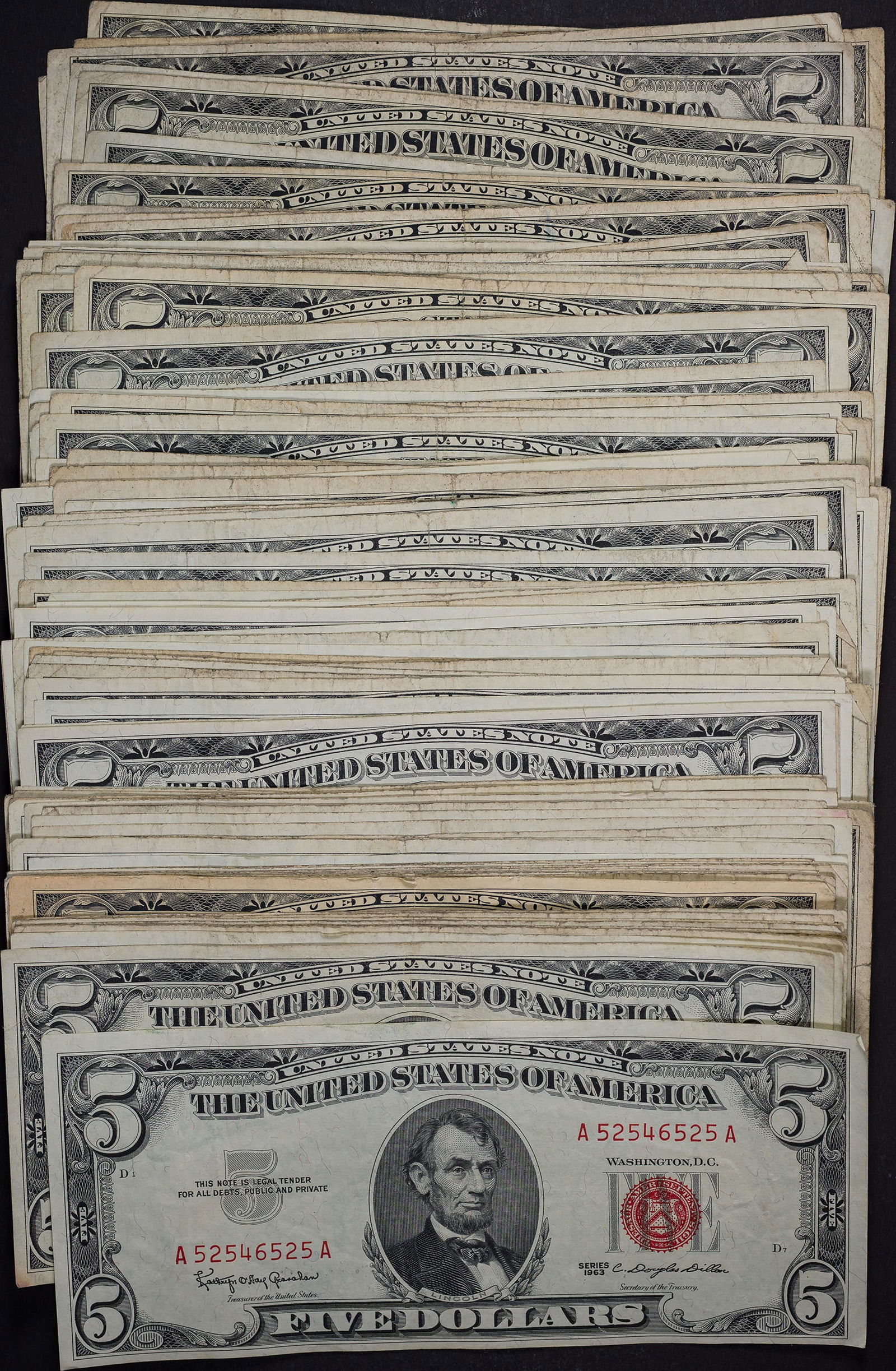 105 Pcs $5 Red Seal Legal Tender Notes (1 of 1)