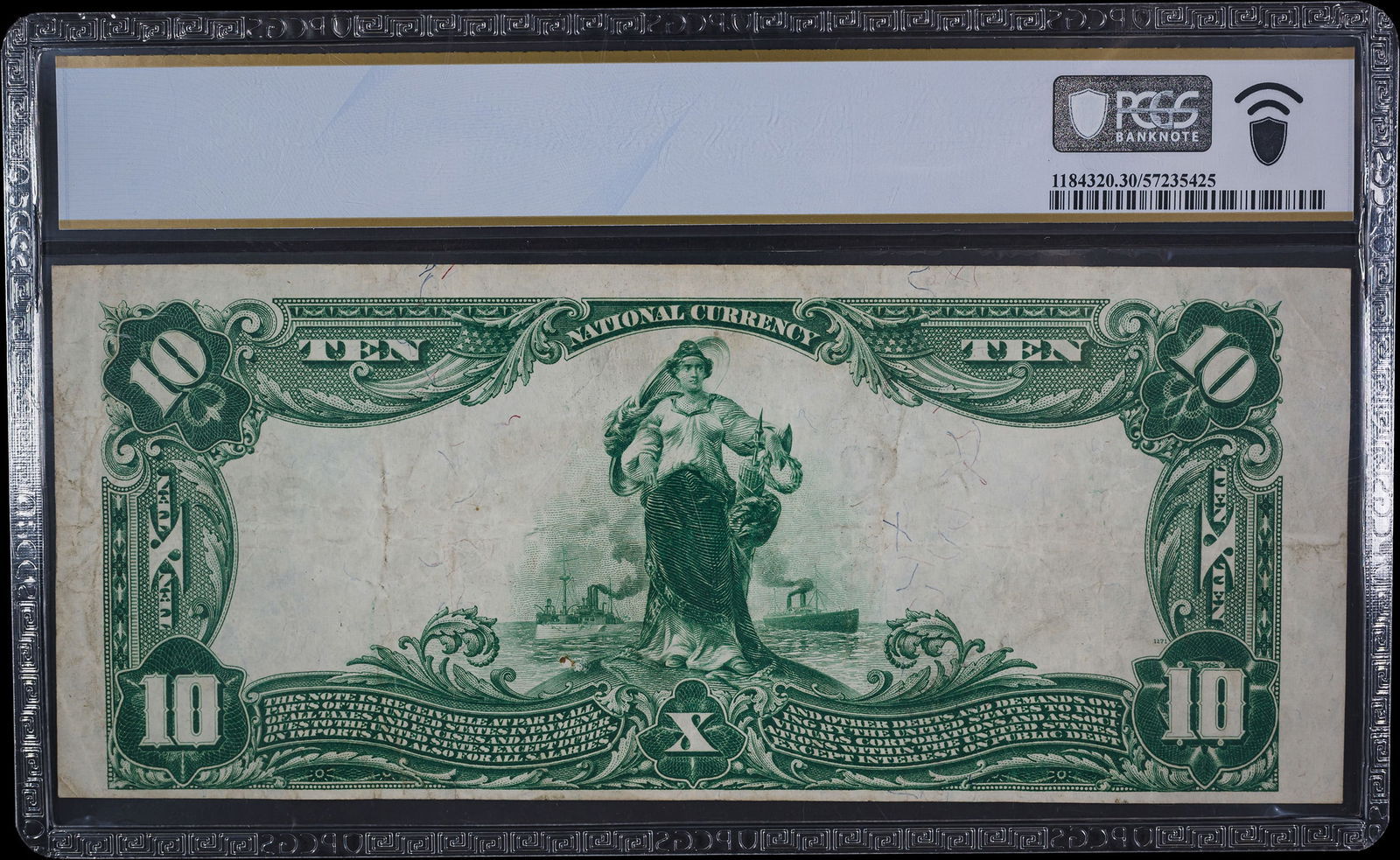 PCGS VF-30 1902 $10 Plain Back Columbia PA - 2