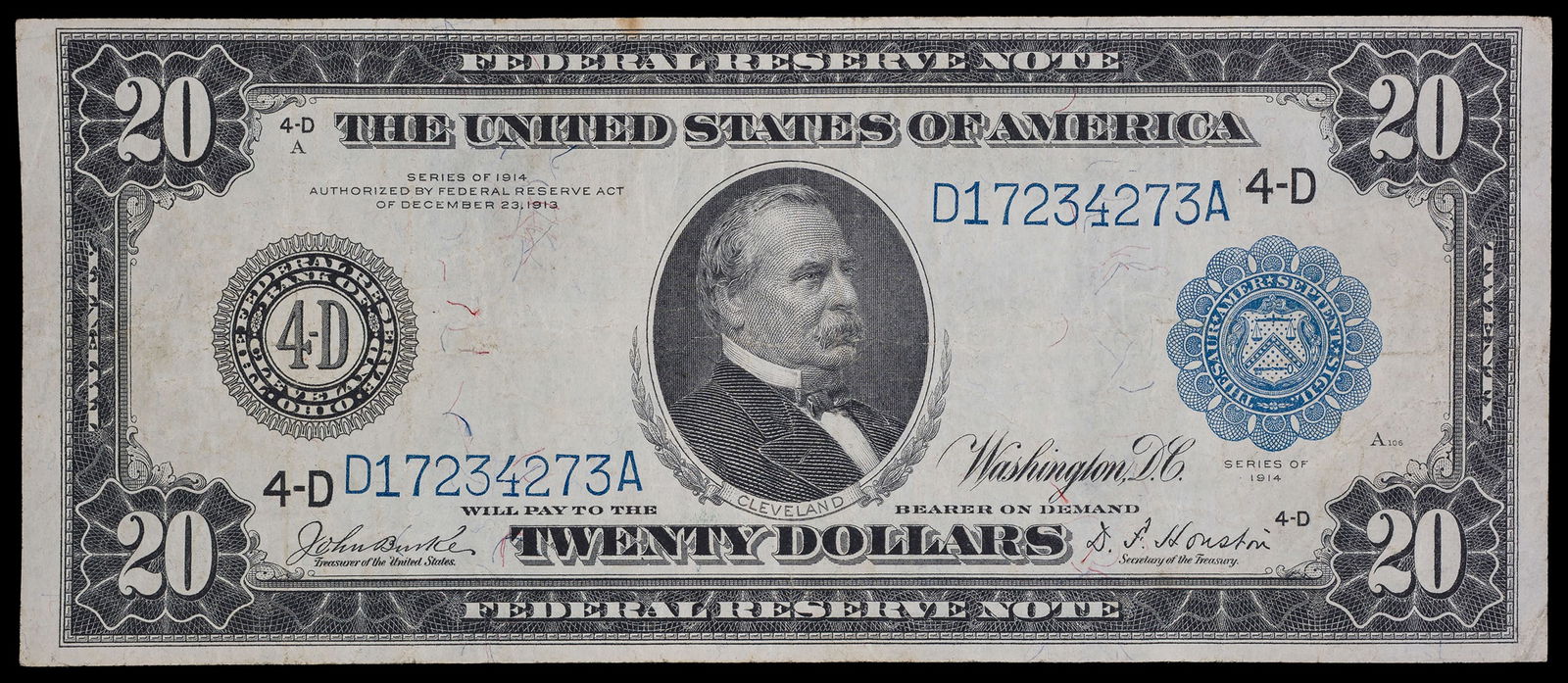 VF+ 1914 $20 Federal Reserve Note (1 of 2)
