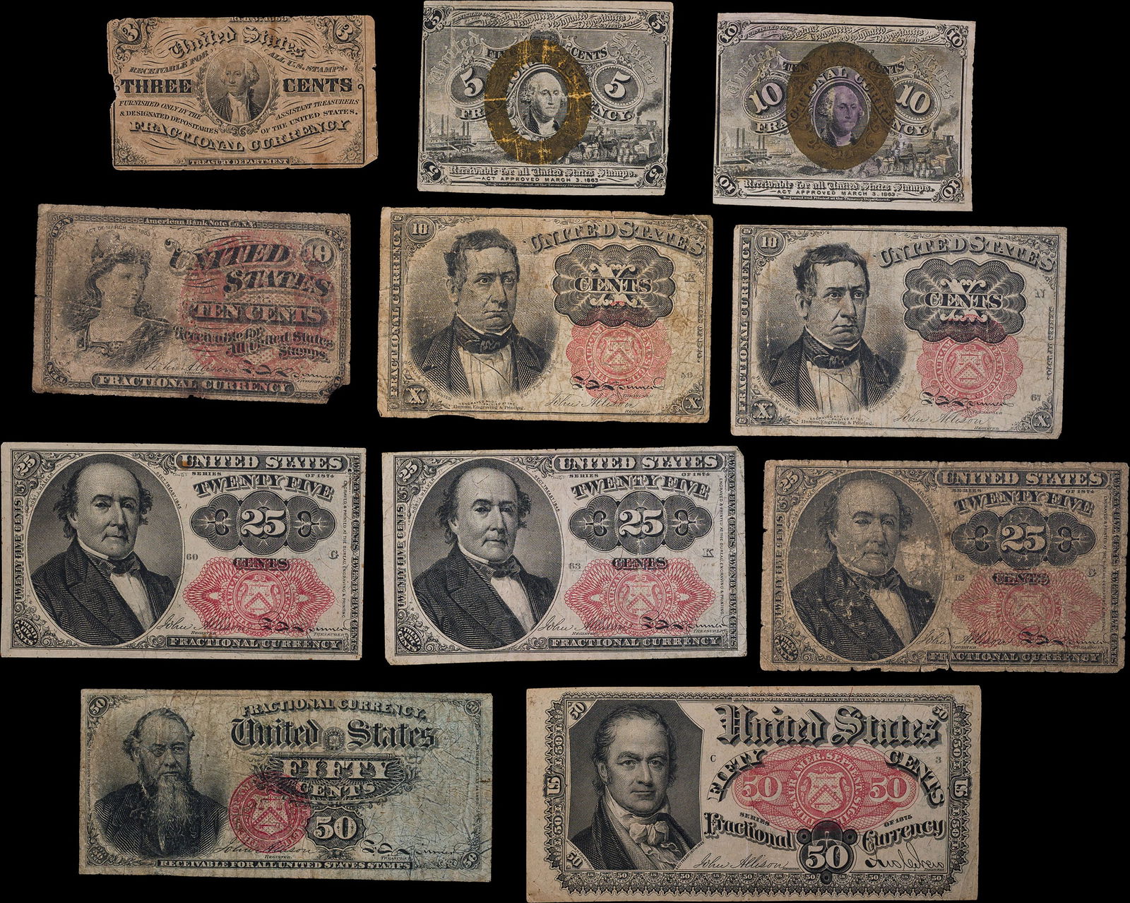 Group of Good to VG Fractional Currency Notes (1 of 2)