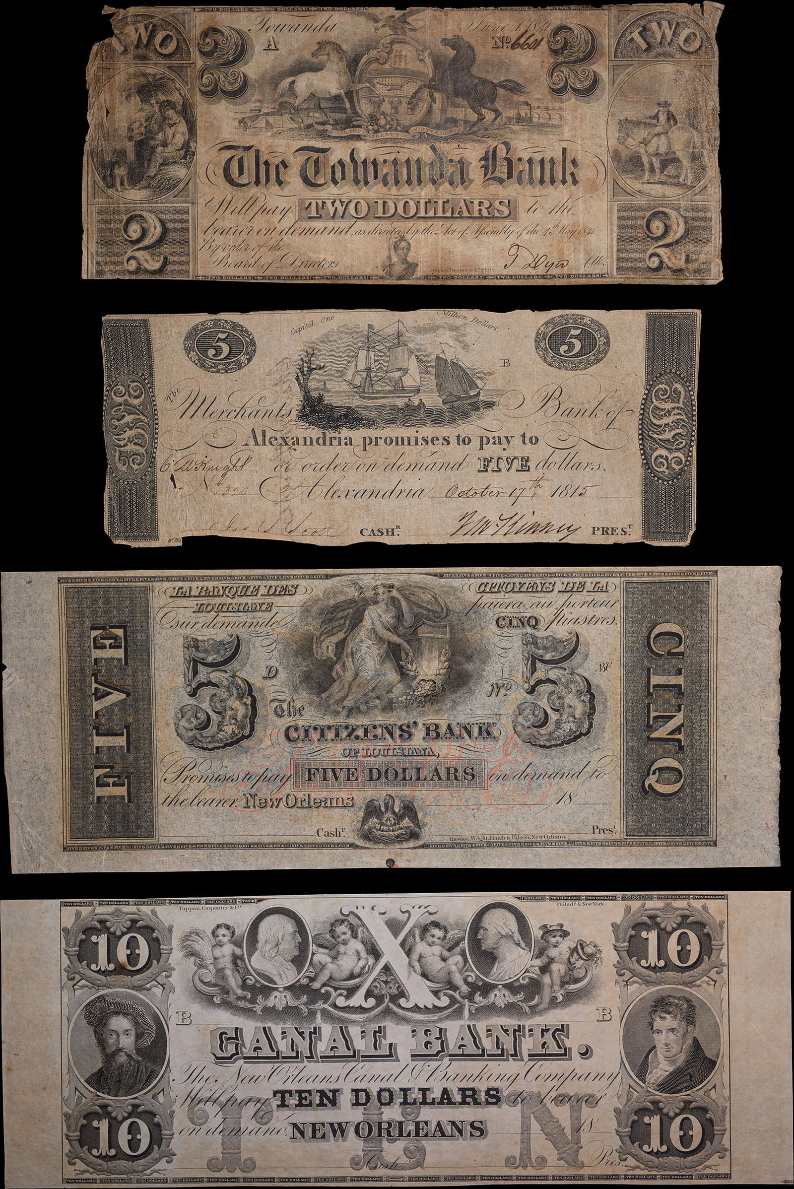 Four Different Obsolete Currency Notes (1 of 2)