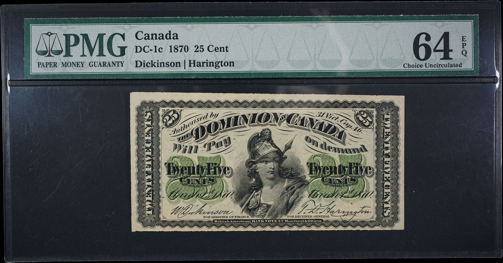 Canada. PMG 64 EPQ 1870 25 Cent (1 of 2)