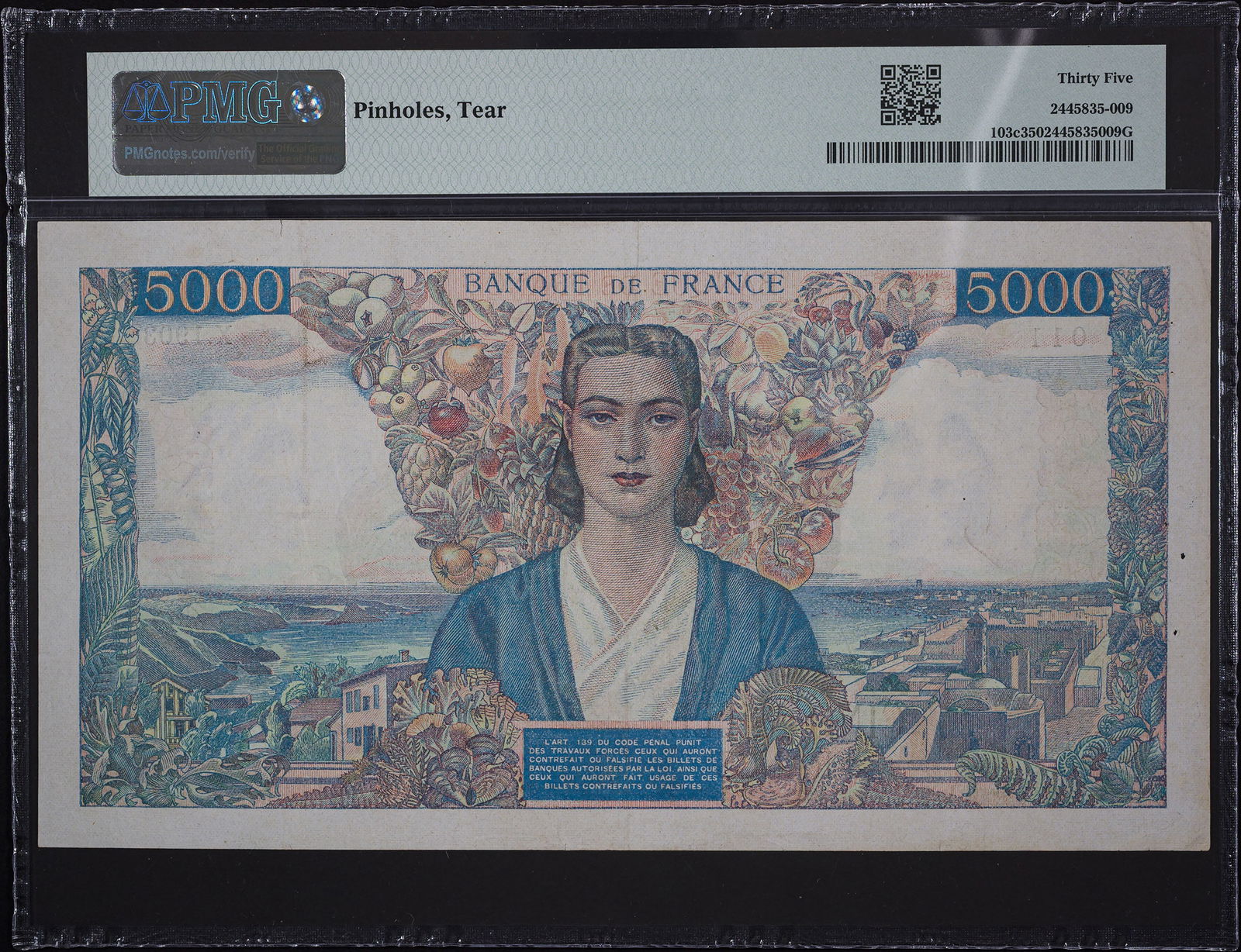 France. PMG VF-35 1945-47 5000 Francs - 2