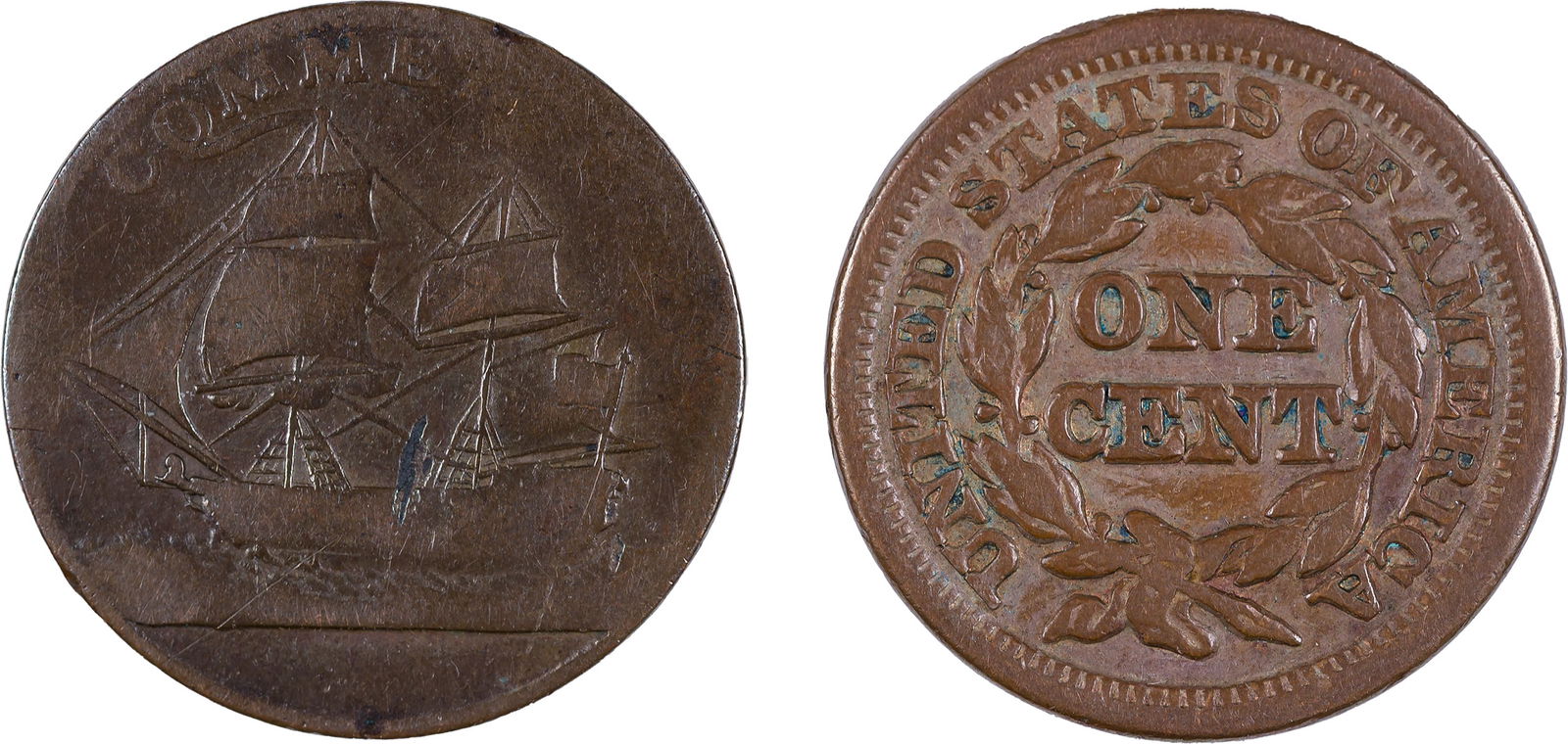 North American Token and Scarce Large Cent - 2