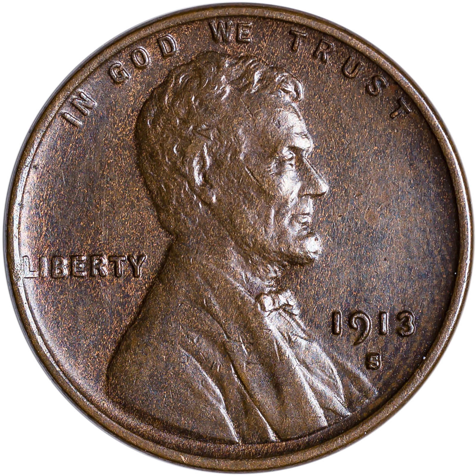 AU-50 1913-S Lincoln Cent (1 of 2)