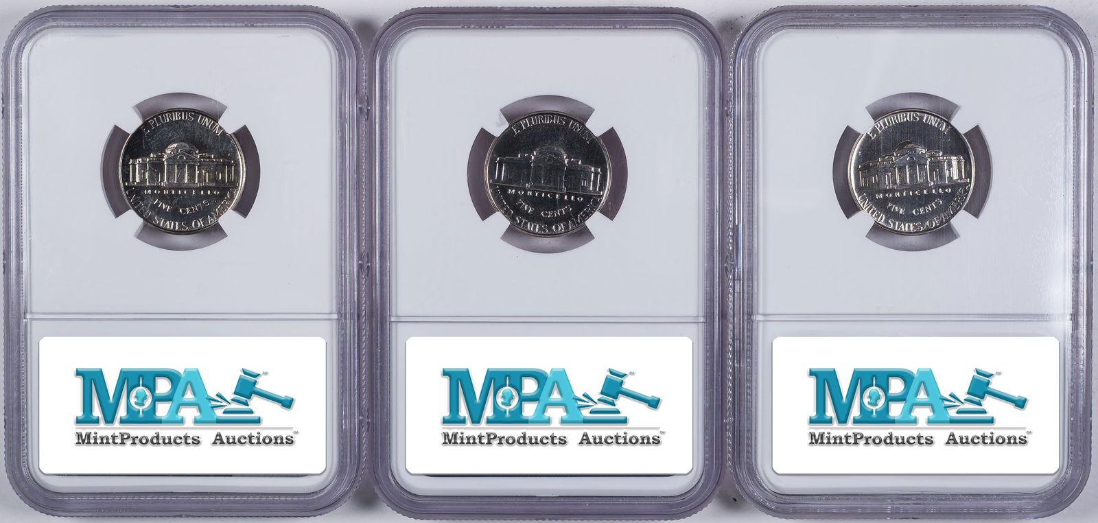 3 NGC High Grade Proof 1950's Jefferson Nickels - 2