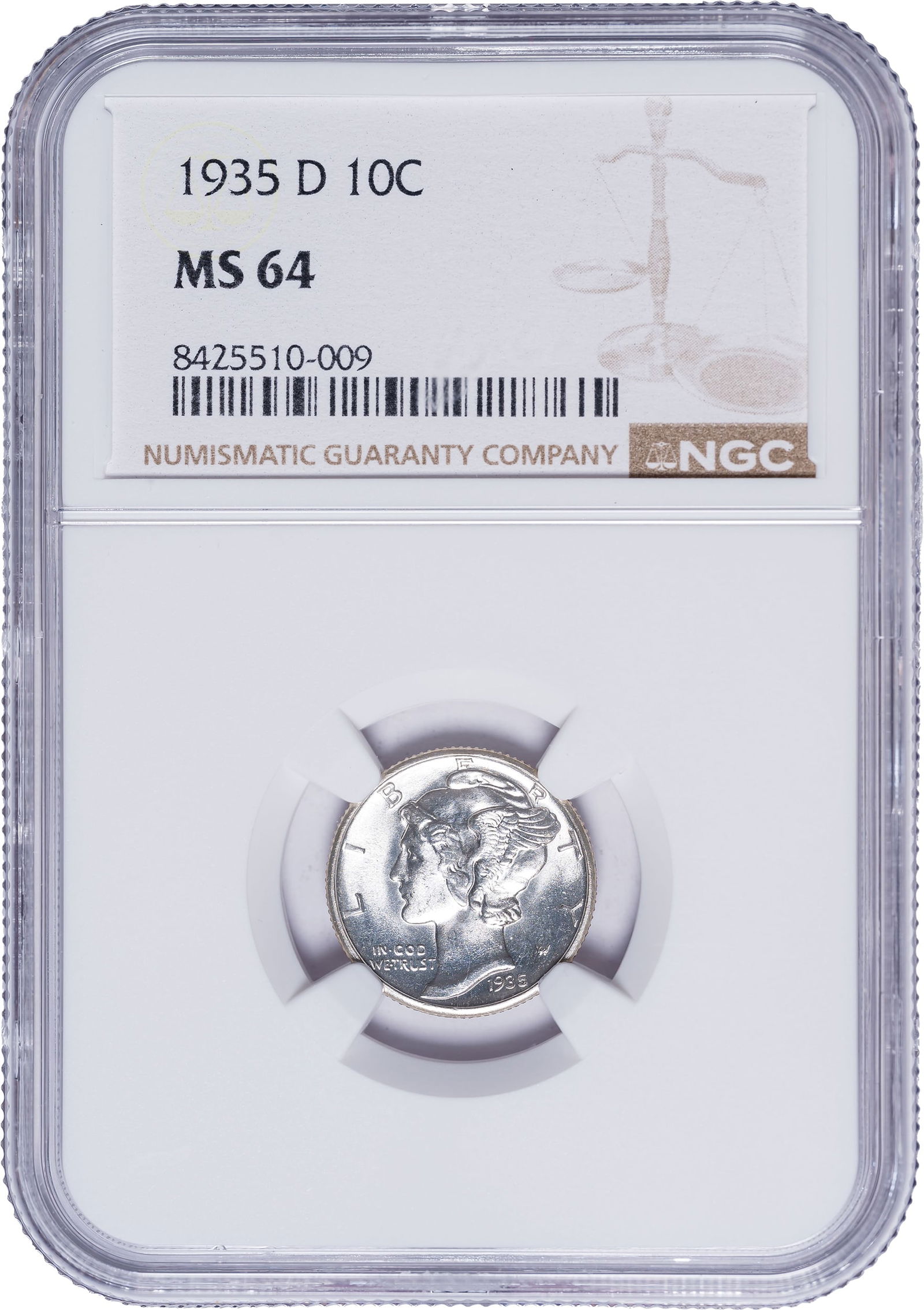 NGC MS-64 1935-D Dime: As bright and lustrous as the day it was struck.