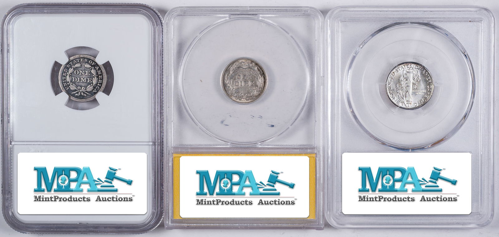 Trio Of Certified Dime Types - 2