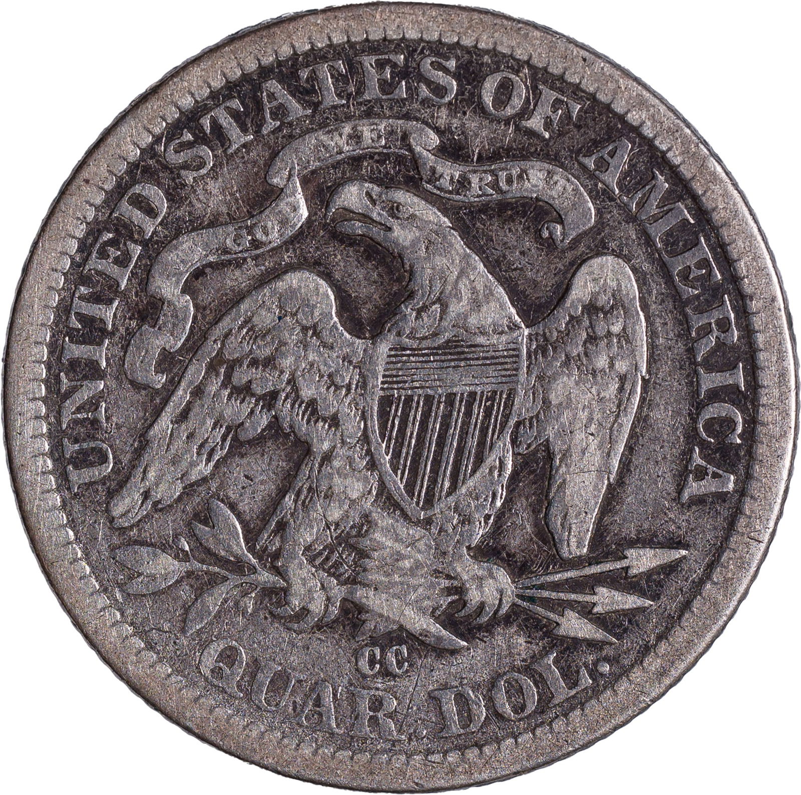 F-VF-15 1877-CC Seated Quarter - 2