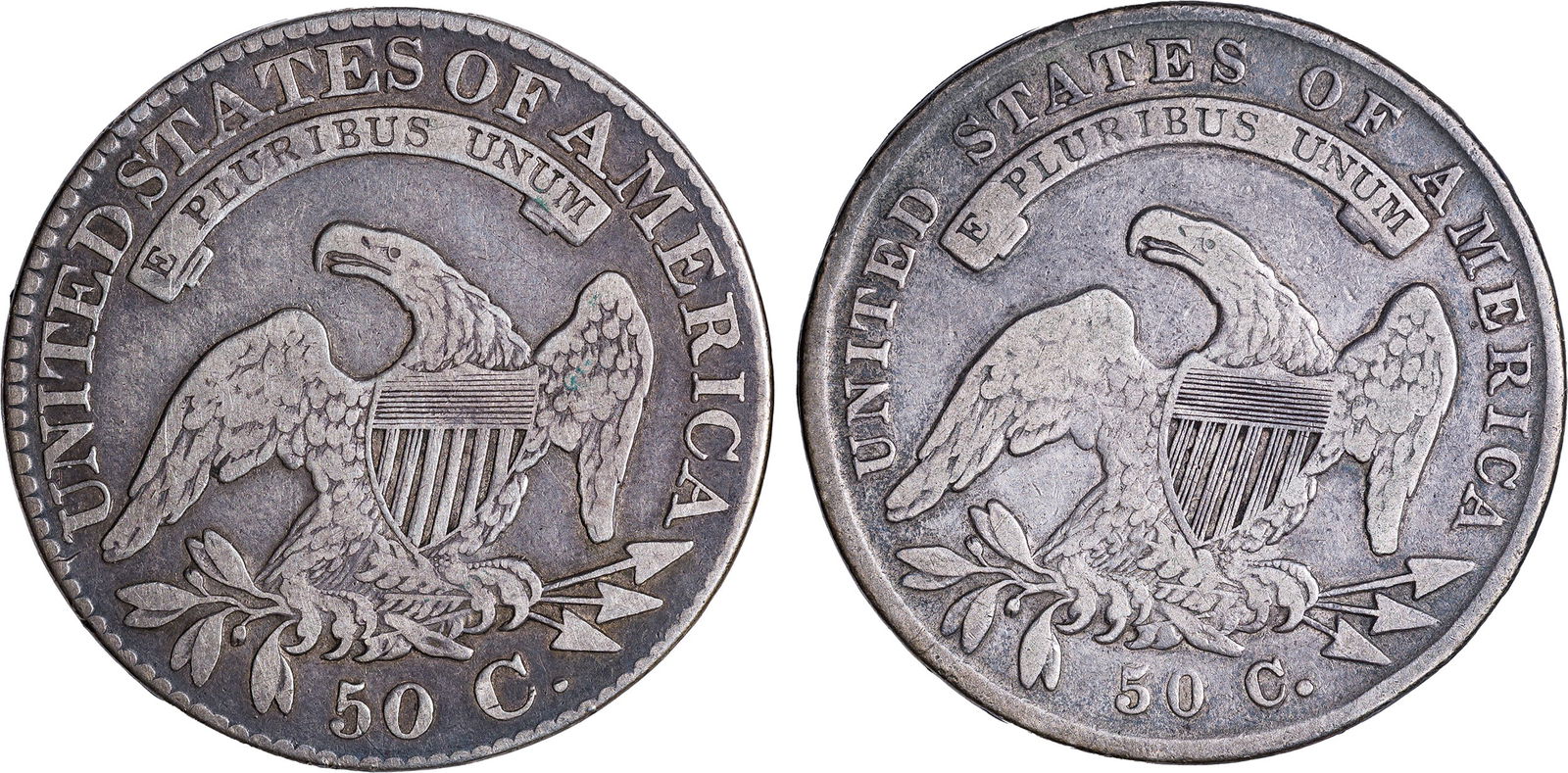 F-12 1827 & 1836 Bust Half Dollar Pair - 2