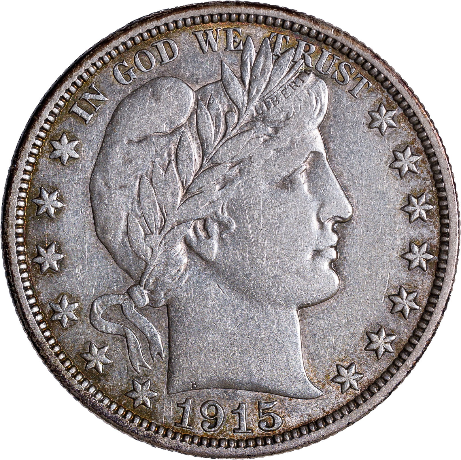 EF-40 1915-D Barber Half Dollar: Quite lustrous for a coin at this grade level.