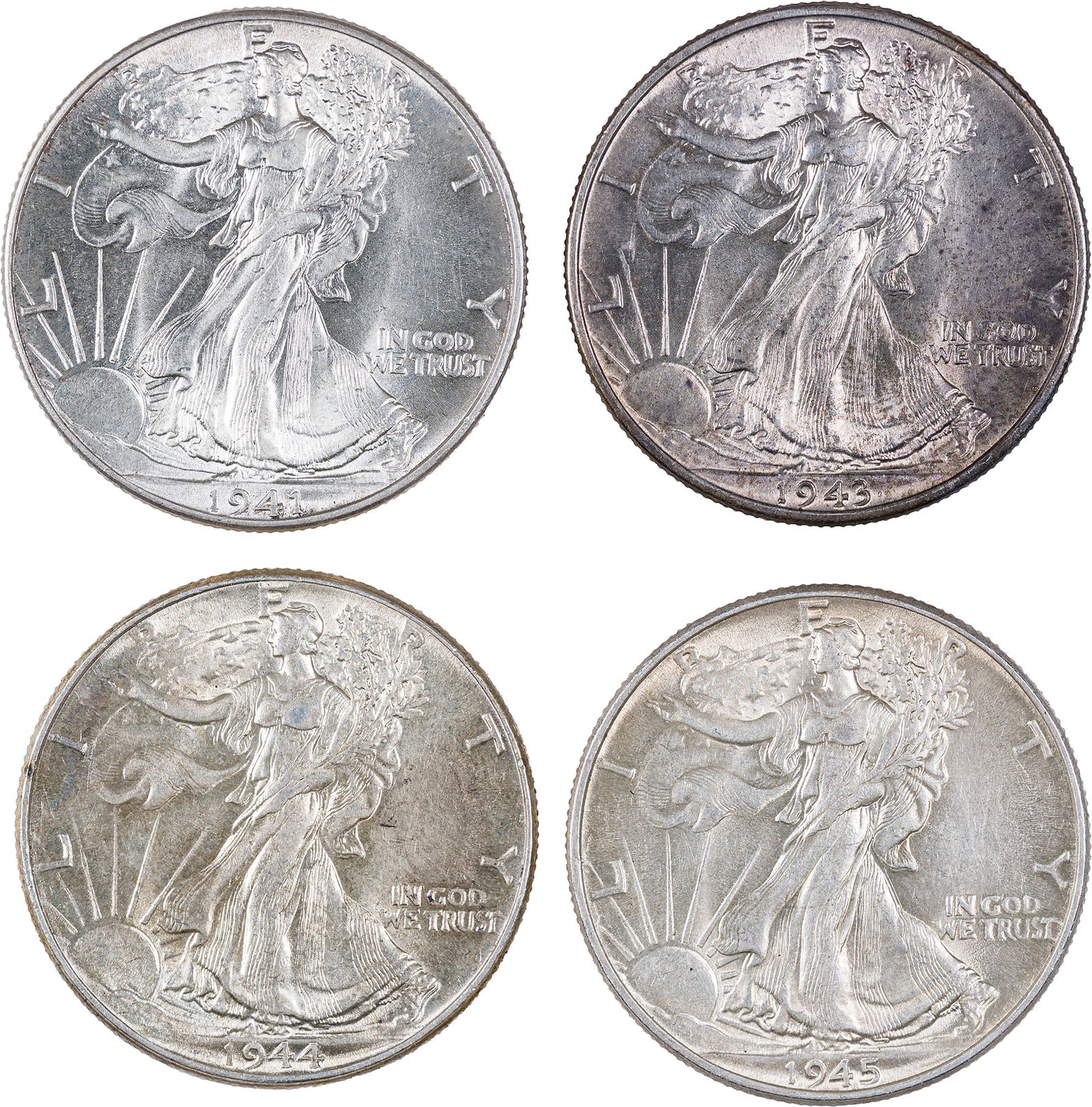 Four Walking Liberty Half Dollars (1 of 2)