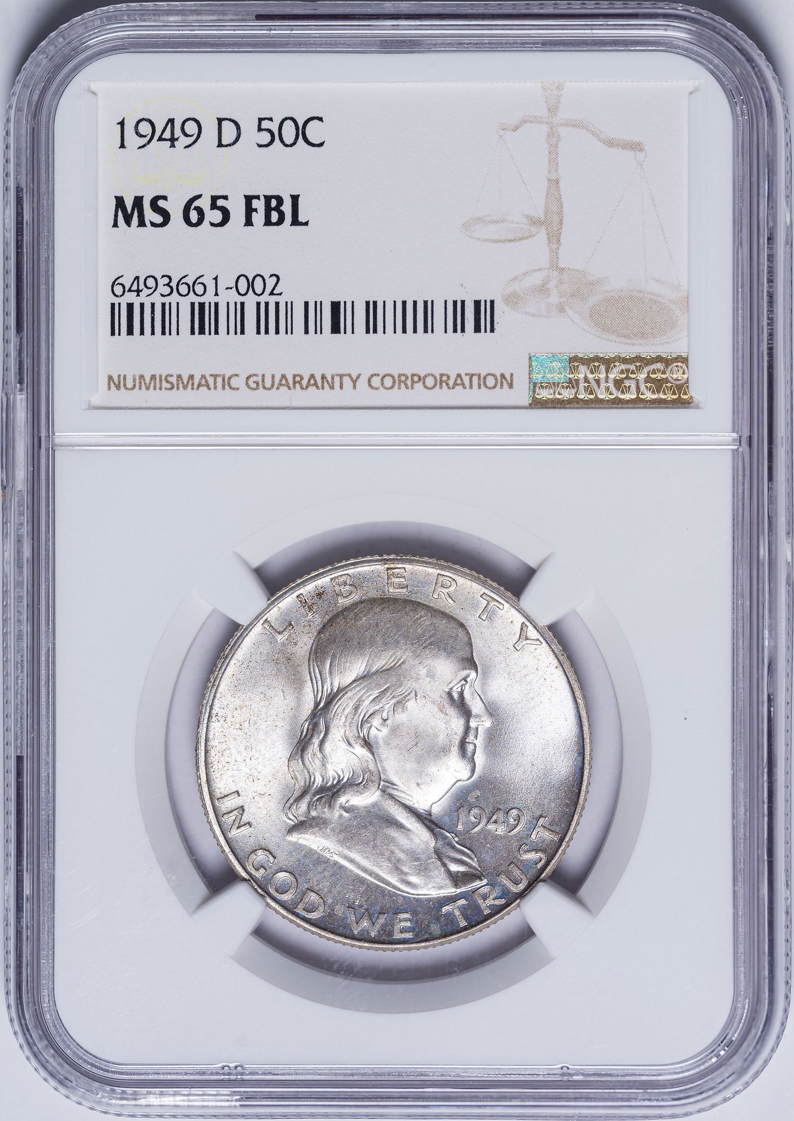 NGC MS-65 FBL 1949-D Franklin Half Dollar (1 of 2)
