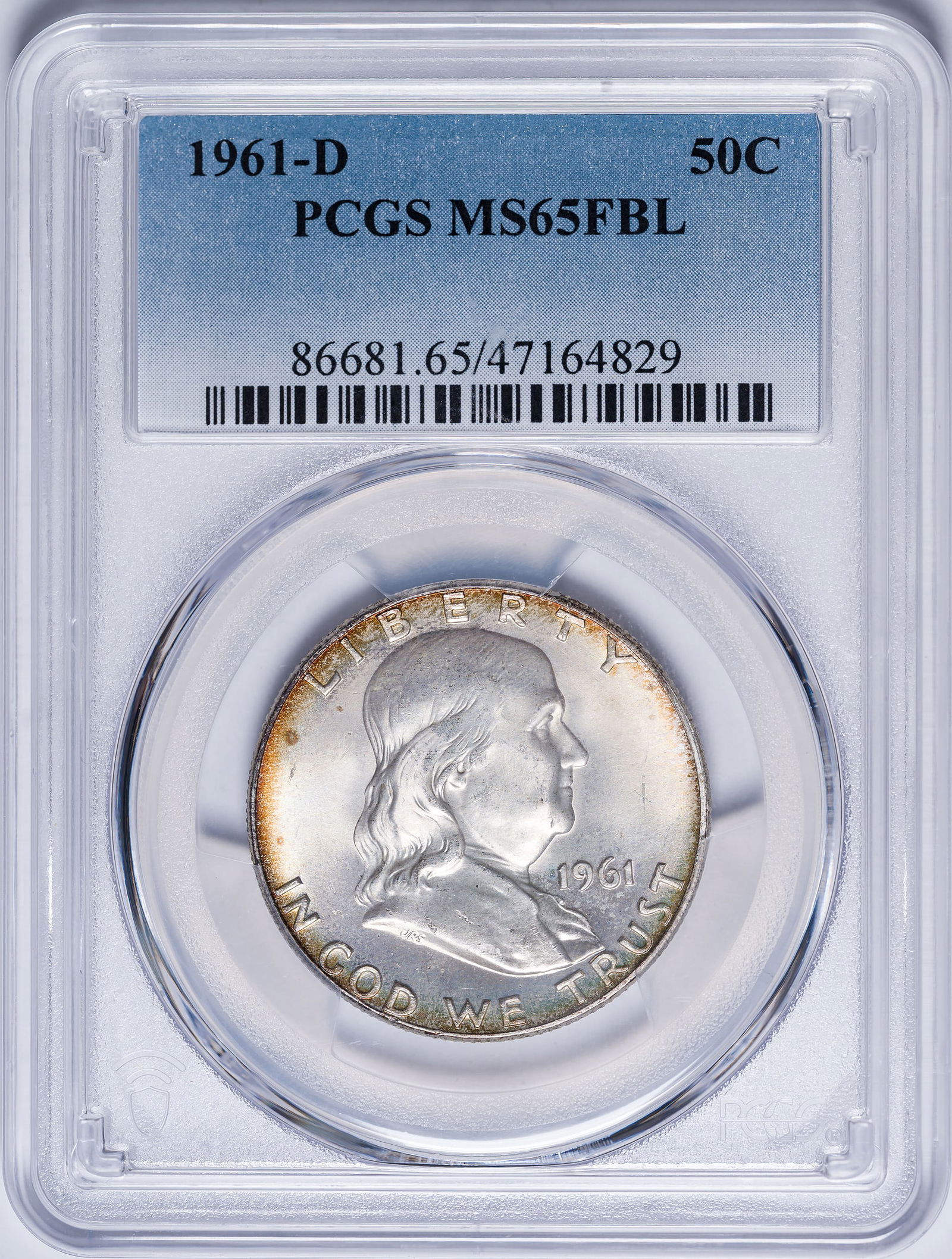 PCGS MS-65 FBL 1961-D Franklin Half Dollar (1 of 2)