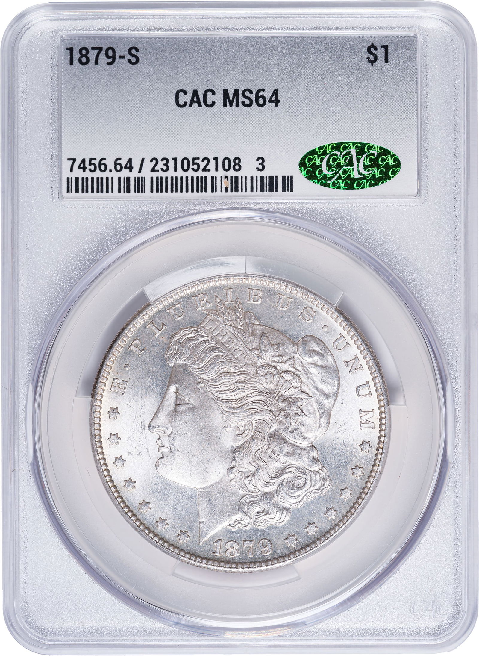 CACG MS-64 1879-S Morgan Dollar: Brilliant and very near gem quality.