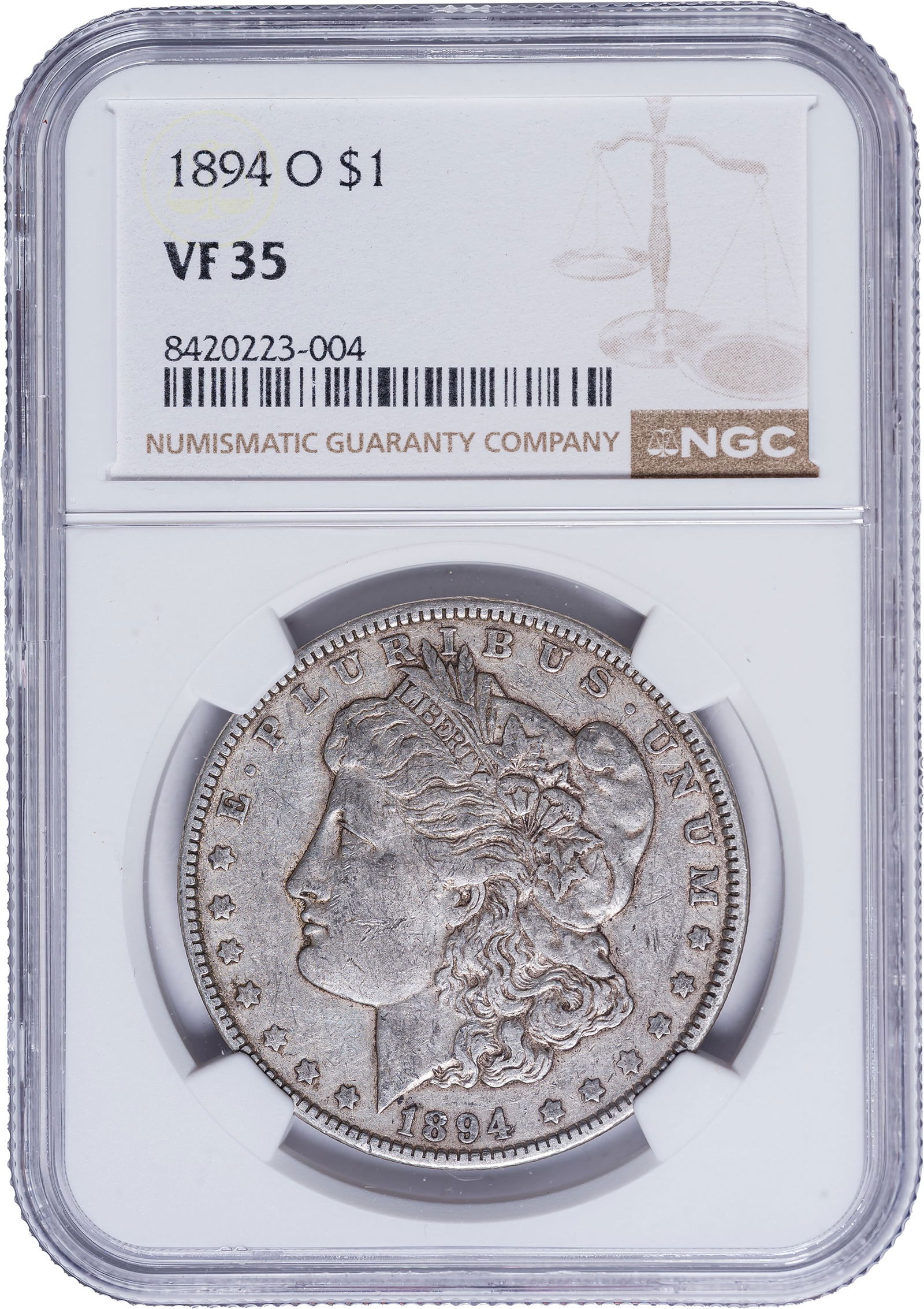 NGC VF-35 1894-O Morgan Dollar: Original and problem free.