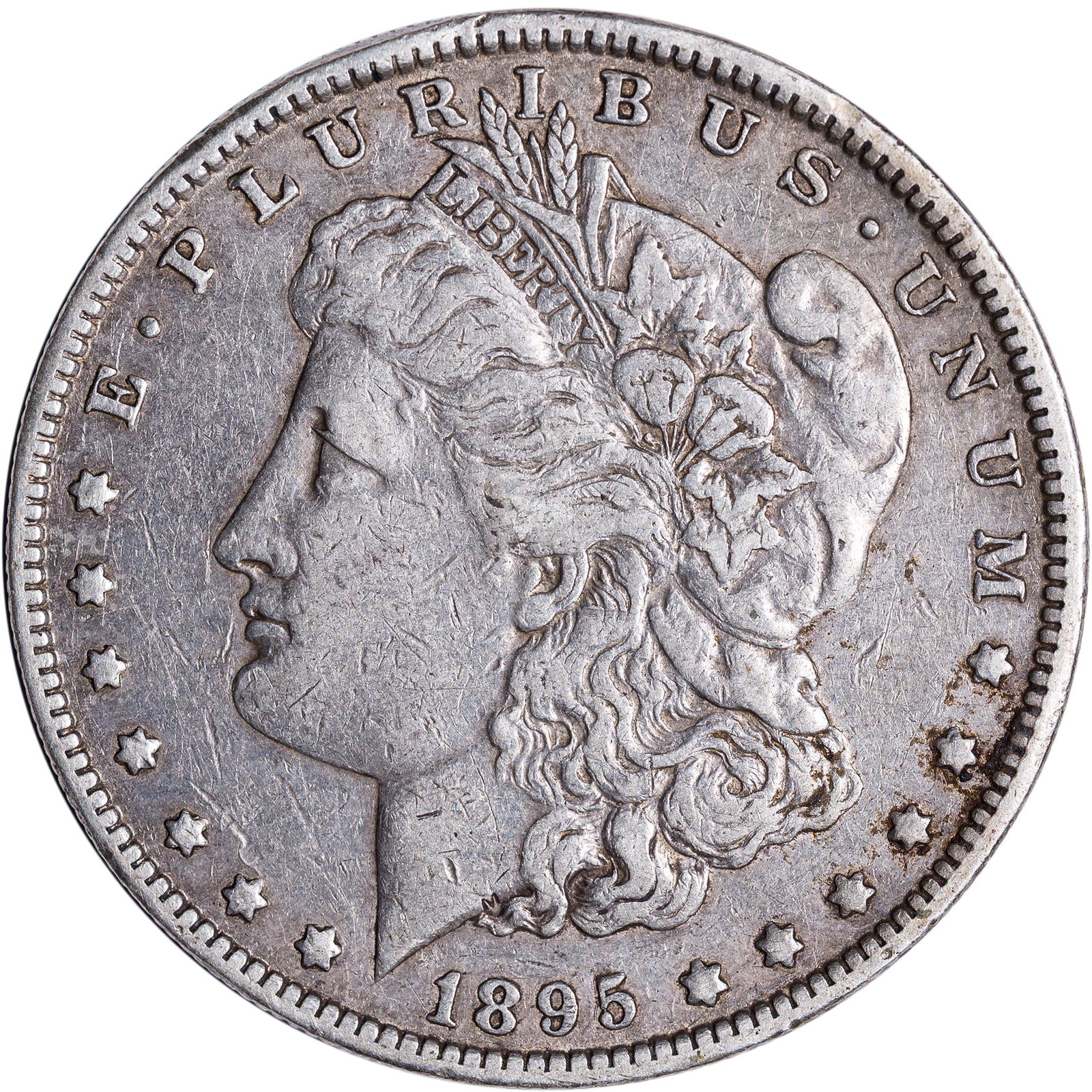 EF-40 1895-O Morgan Dollar: Pleasing golden-gray surfaces, miniscule obverse rim tick at 11:00.