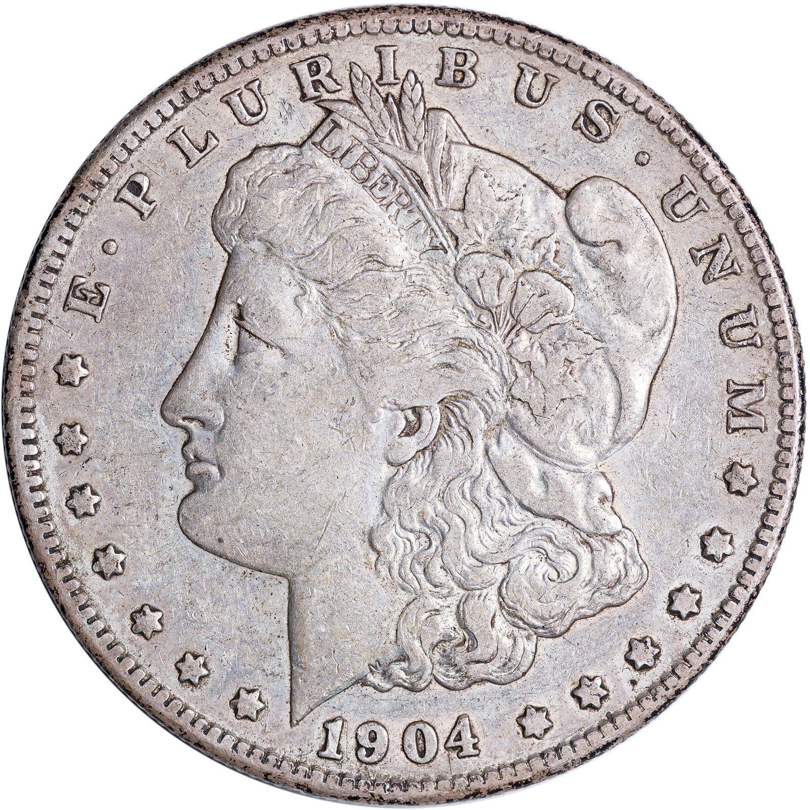 VF-EF-35 1904-S Morgan Dollar: Shows original medium silver-grey color and is quite choice.
