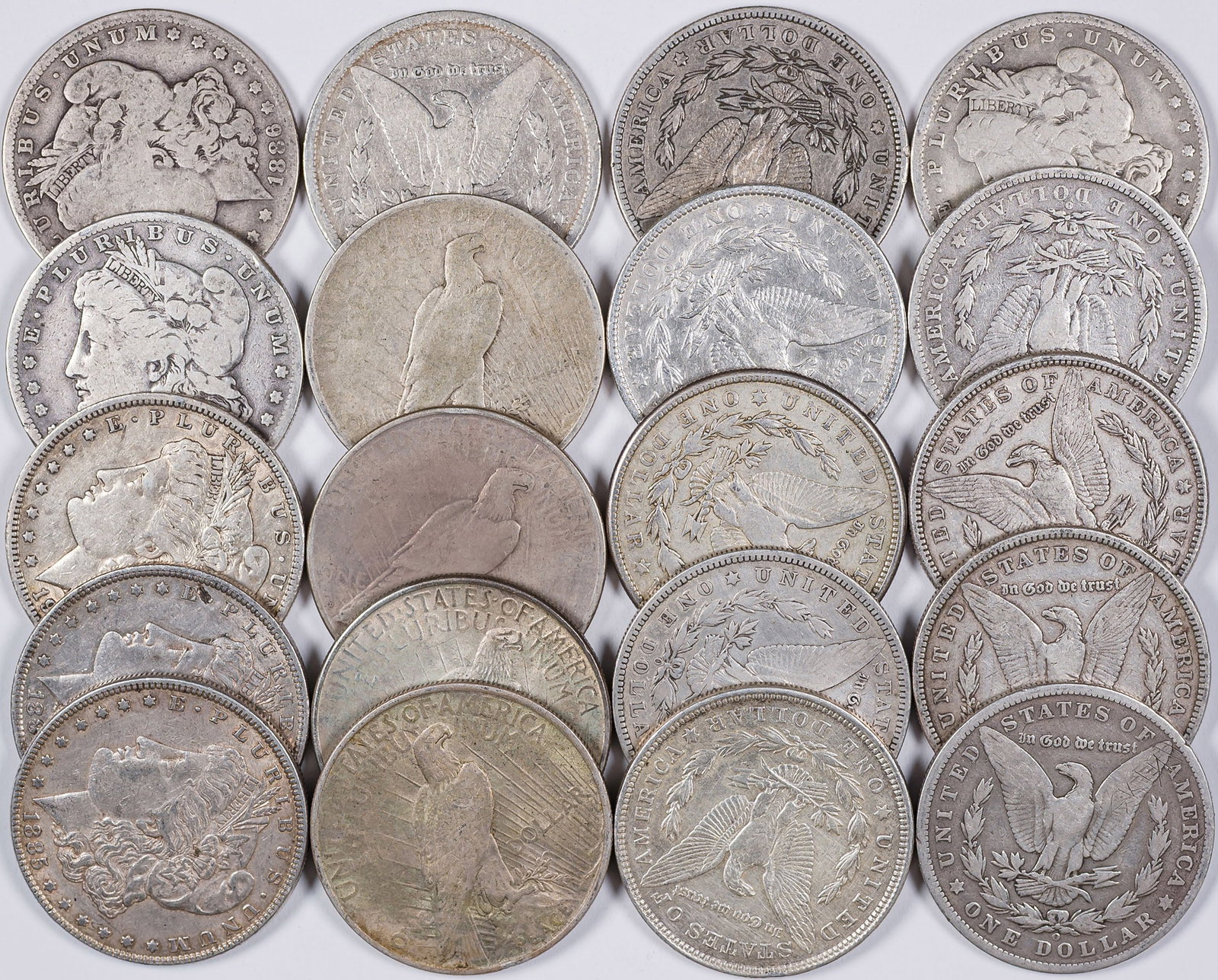 20 Mixed Morgan & Peace Dollars (1 of 1)