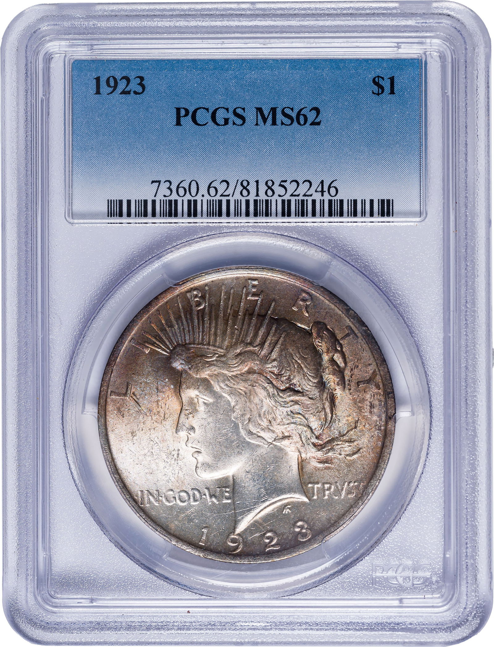 PCGS MS-62 Toned 1923 Peace Dollar - 2