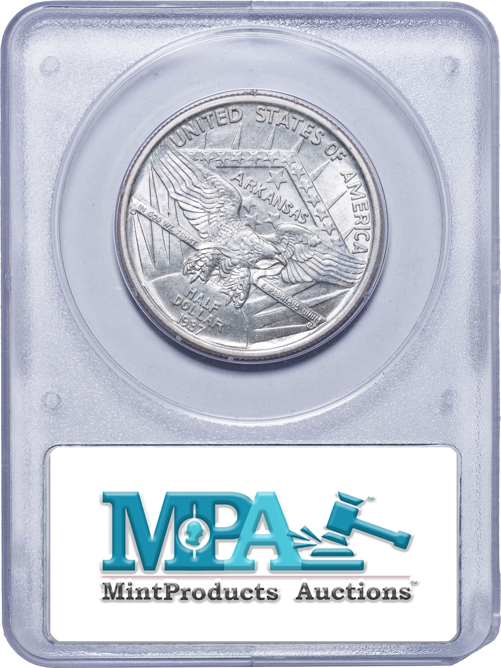 PCGS MS-62 Rattler 1937 Arkansas Half Dollar - 2