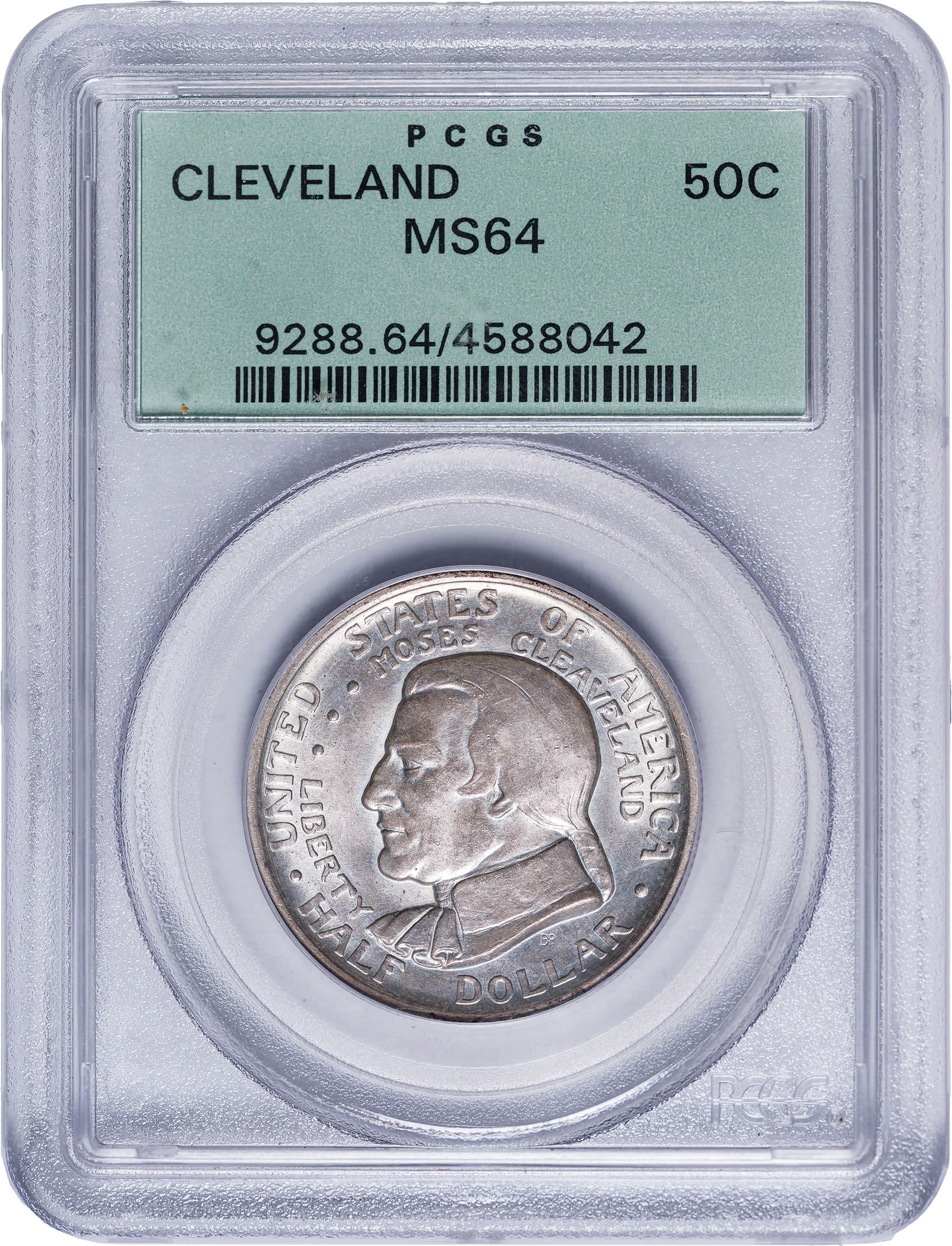 PCGS MS-64 1936 Cleveland Half Dollar: Frosty and lustrous with a whisper of rose iridescence. In an old-style green label PCGS holder with plastic frame.