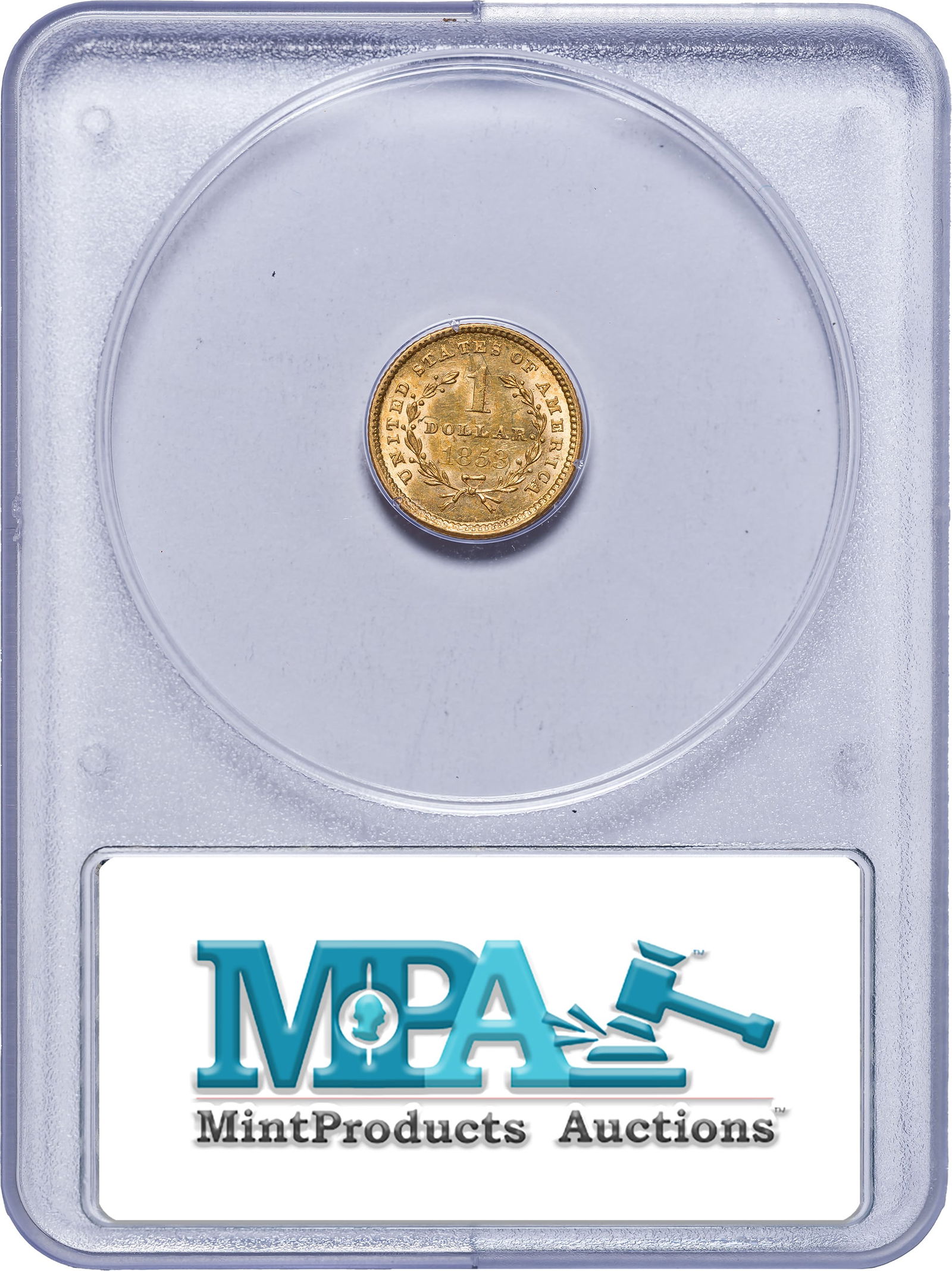 PCGS MS-61 Rattler 1853 $1 Gold - 2