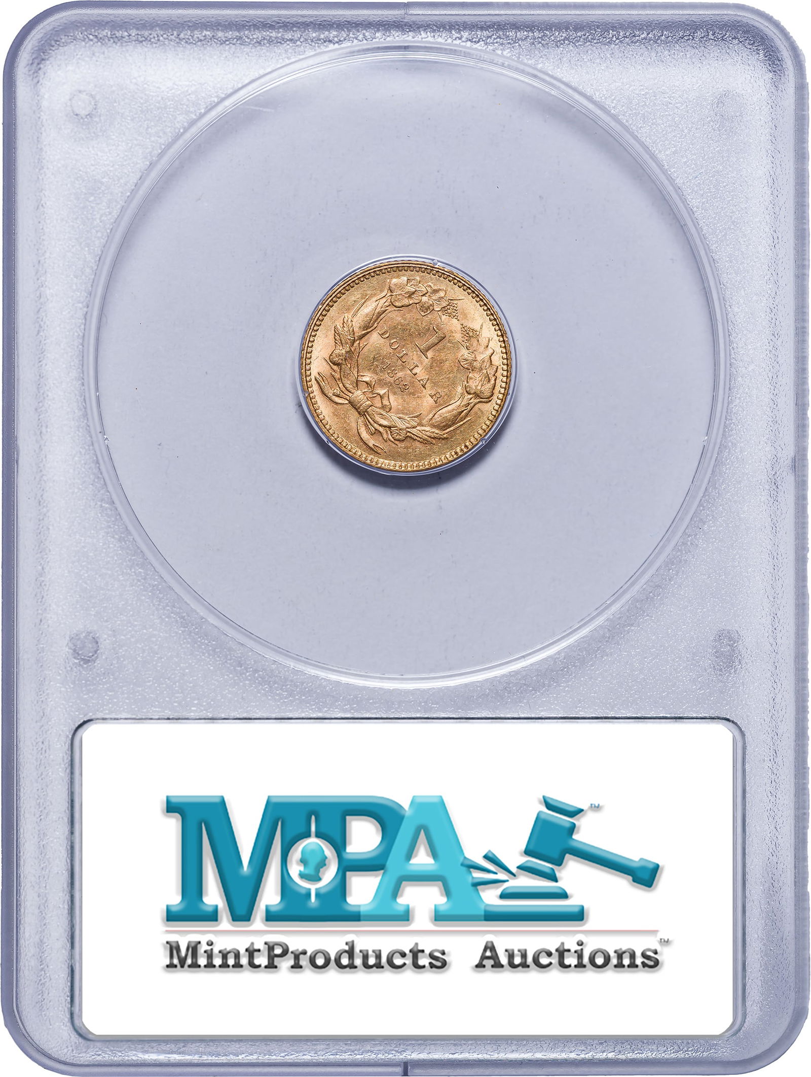 PCGS MS-61 Rattler 1862 $1 Gold - 2