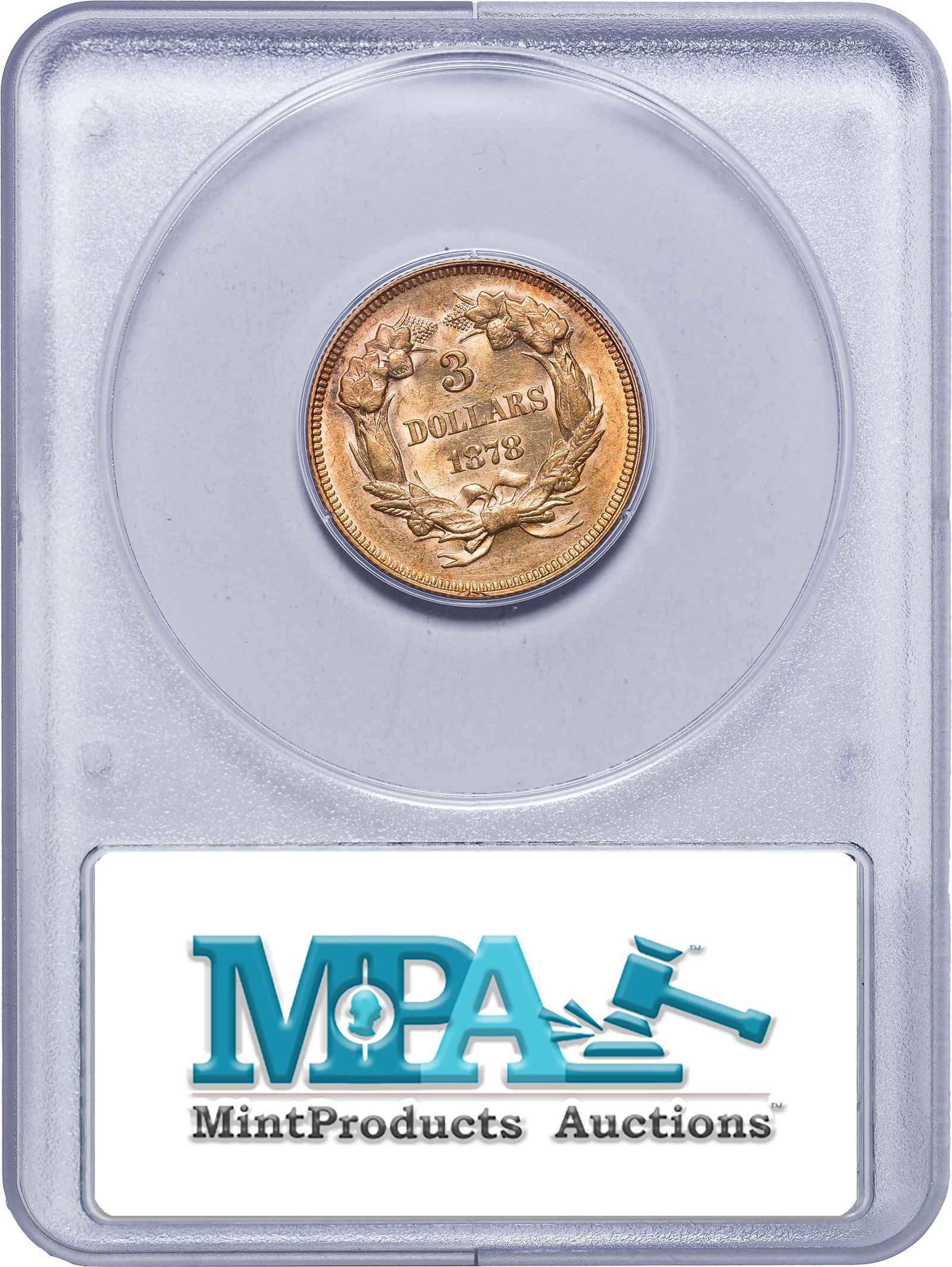 PCGS AU-55 Rattler 1878 $3 Gold - 2