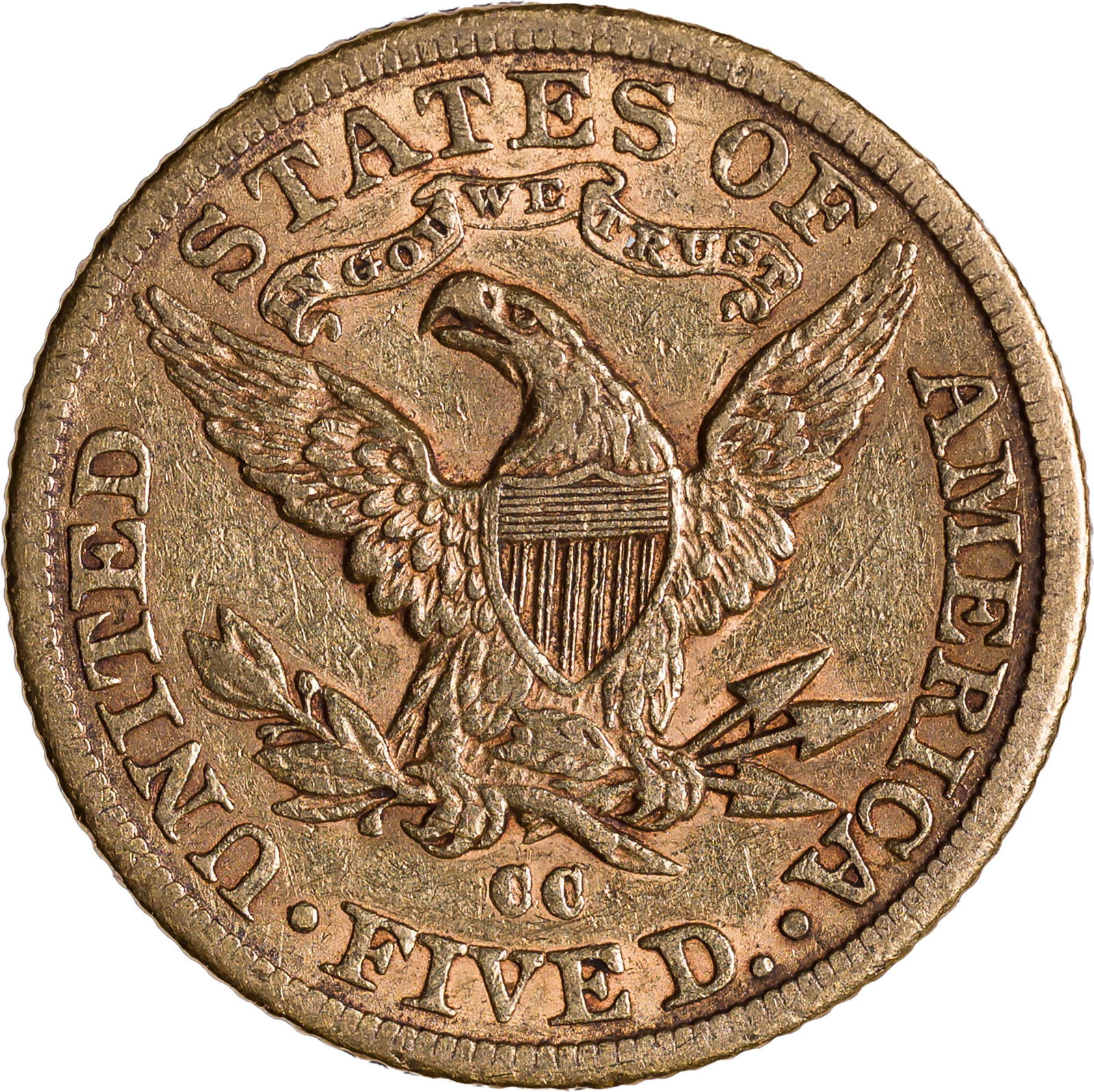 AU-50 Details 1891-CC $5 Gold Liberty - 2